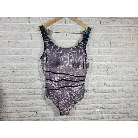 Swimsuits for All Womens Swimsuit 22 One Piece Bra Bleached Look Gray Watercolor