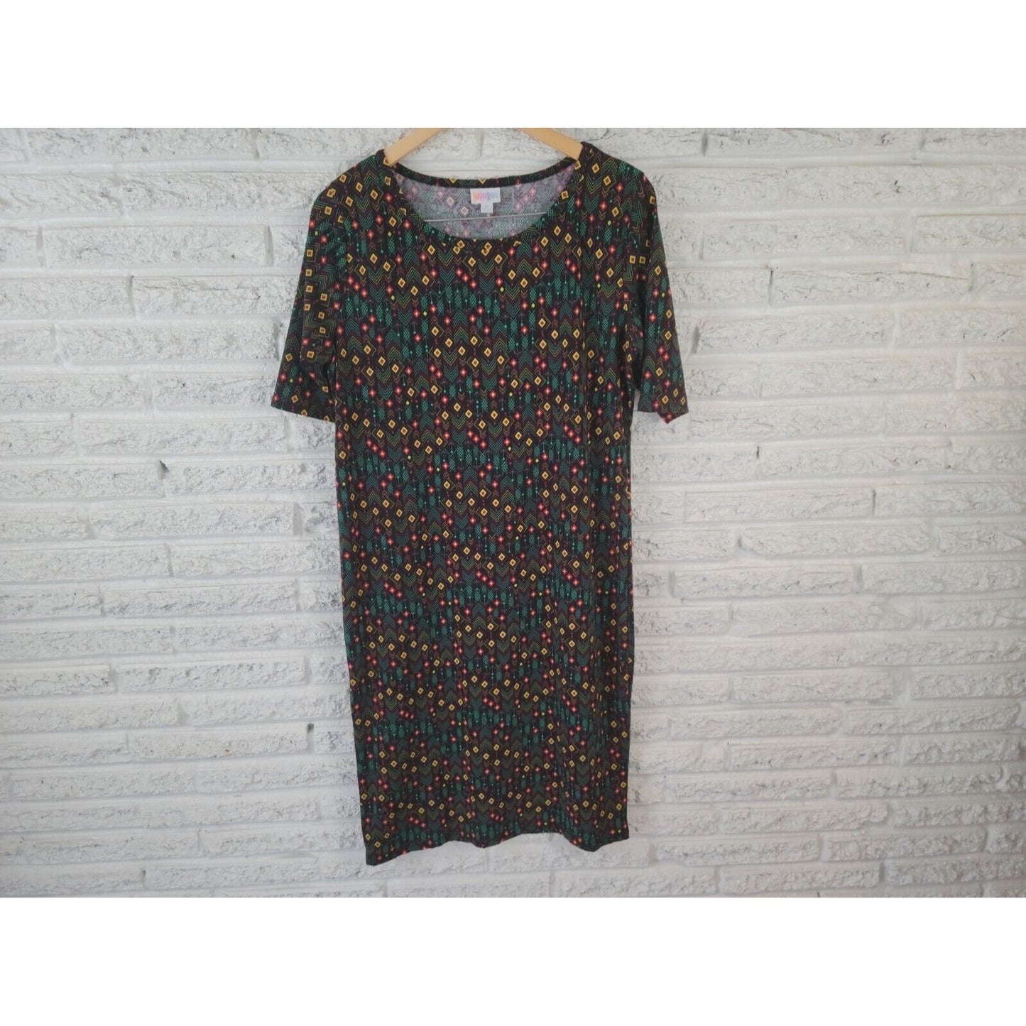 Lularoe Womens Dress Extra Large XL Shirt Short Sleeve Pullover Geometric Black