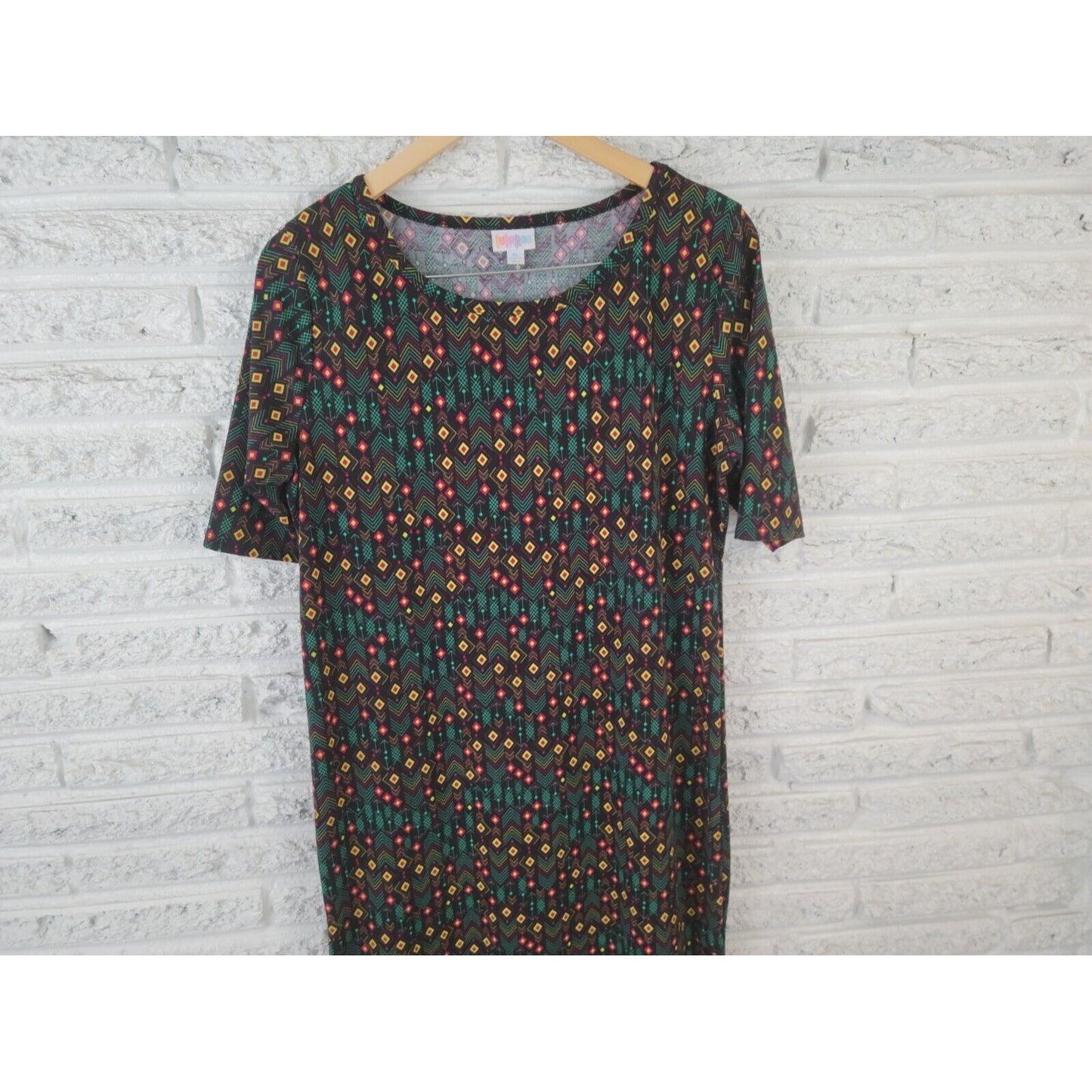 Lularoe Womens Dress Extra Large XL Shirt Short Sleeve Pullover Geometric Black