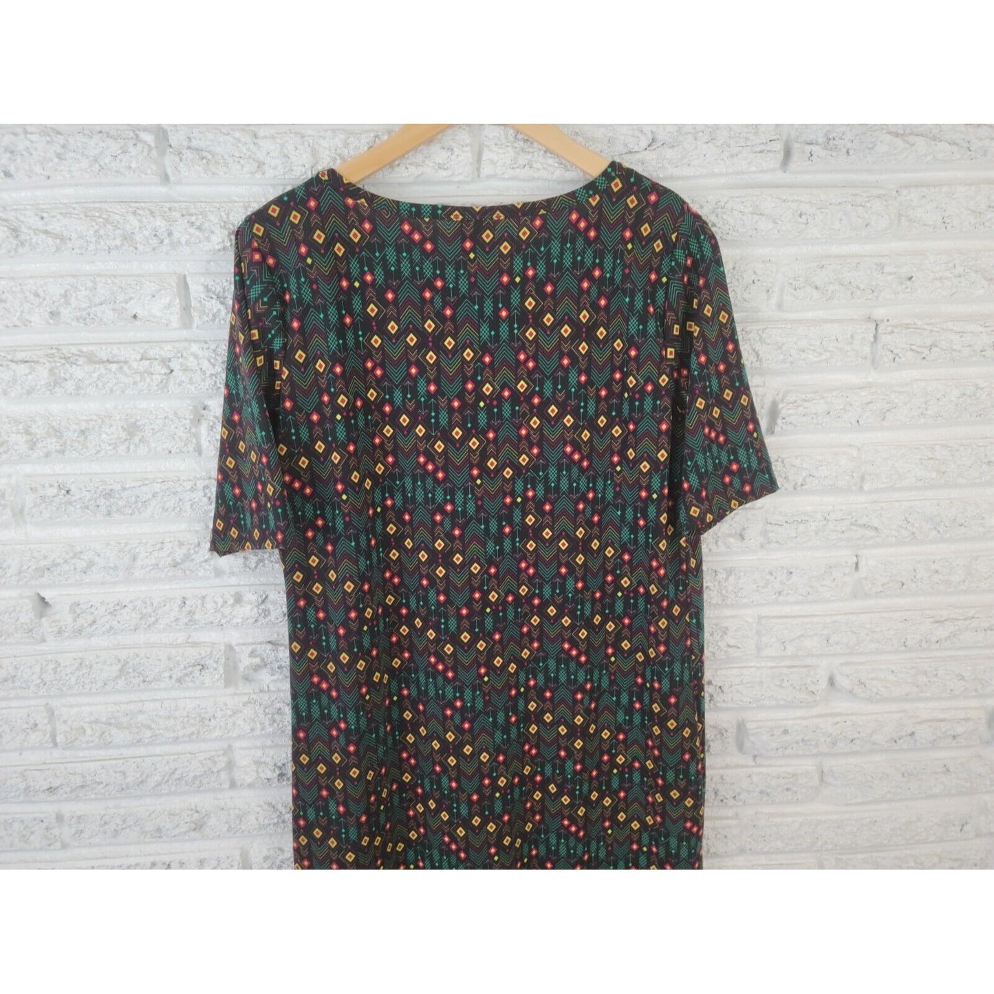 Lularoe Womens Dress Extra Large XL Shirt Short Sleeve Pullover Geometric Black