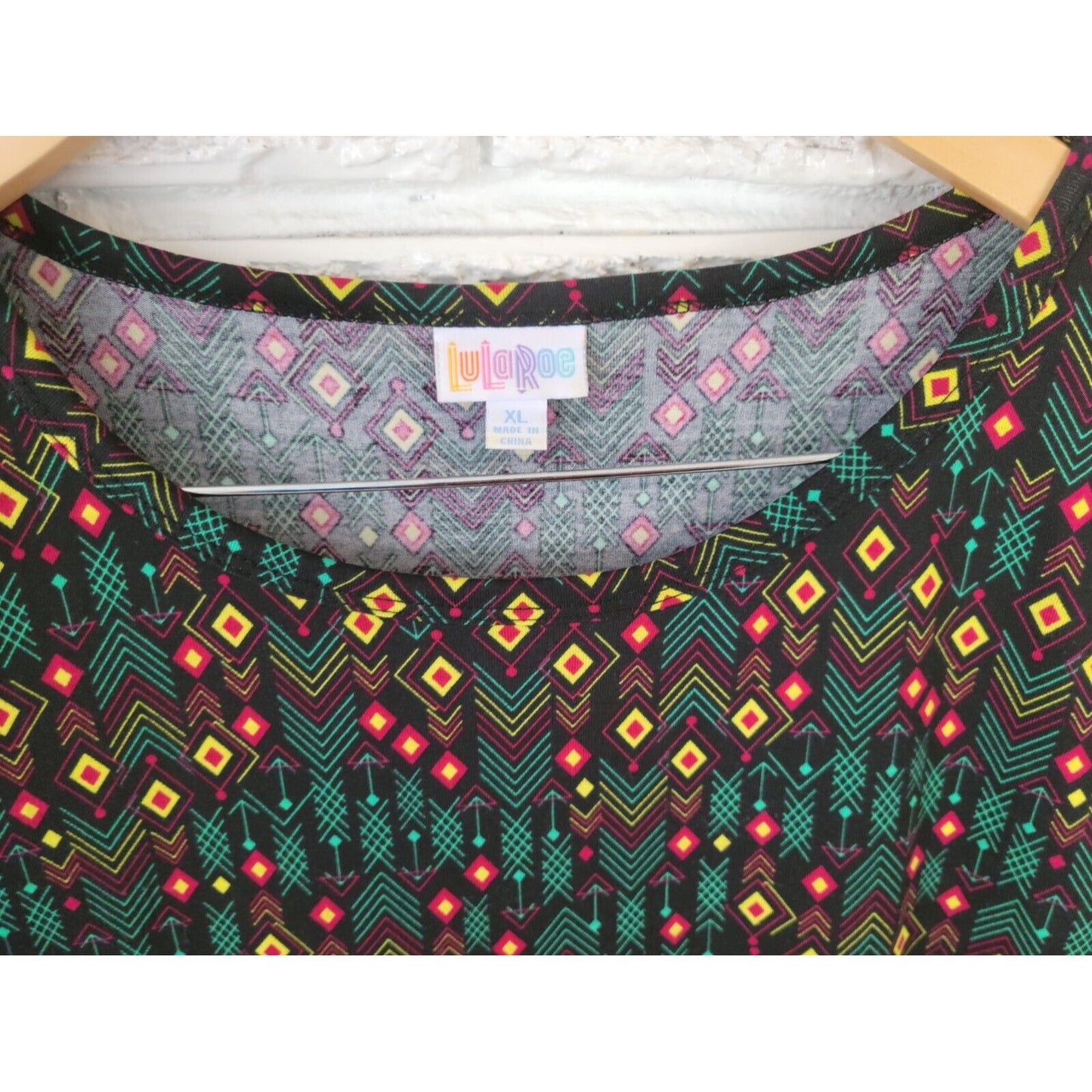 Lularoe Womens Dress Extra Large XL Shirt Short Sleeve Pullover Geometric Black