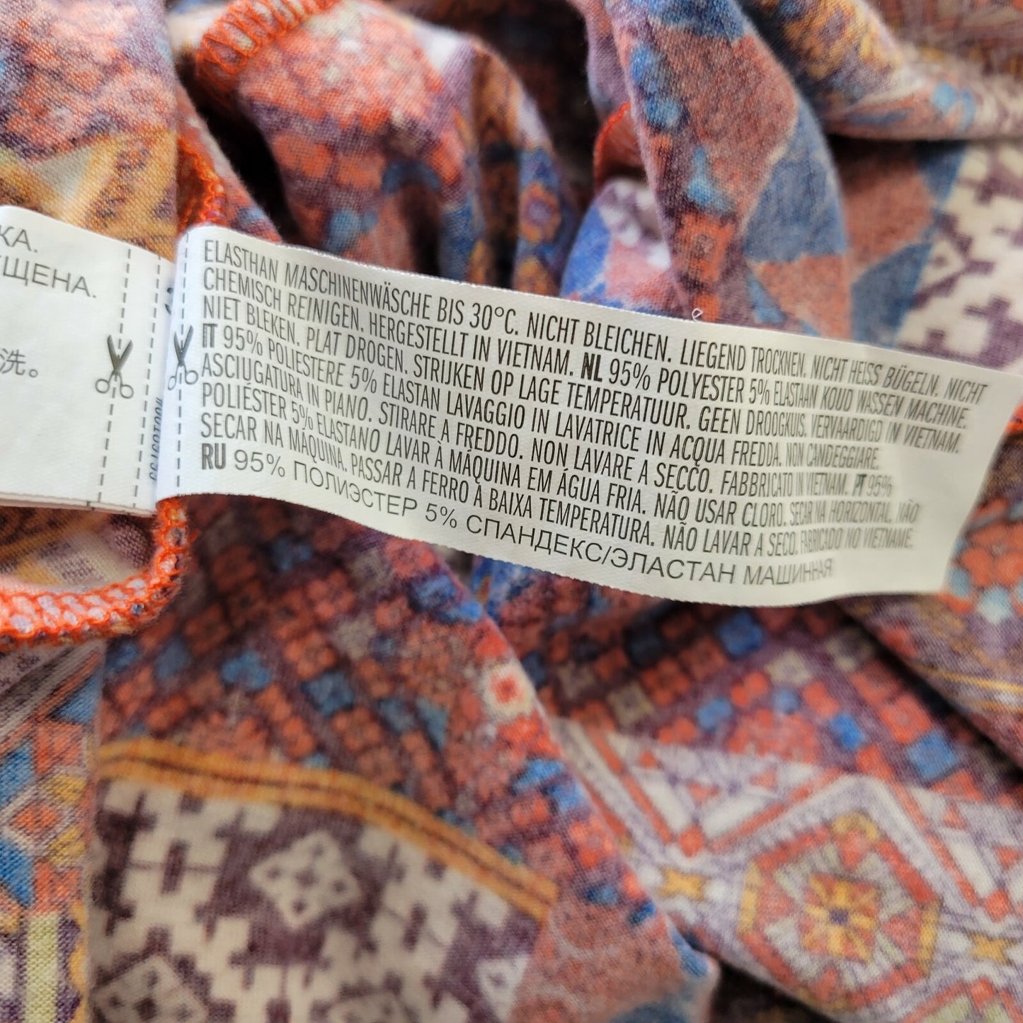 Forever 21 Women's 1X Plus Size Tunic Dress Red Geometric V-Neck 3/4 Sleeve