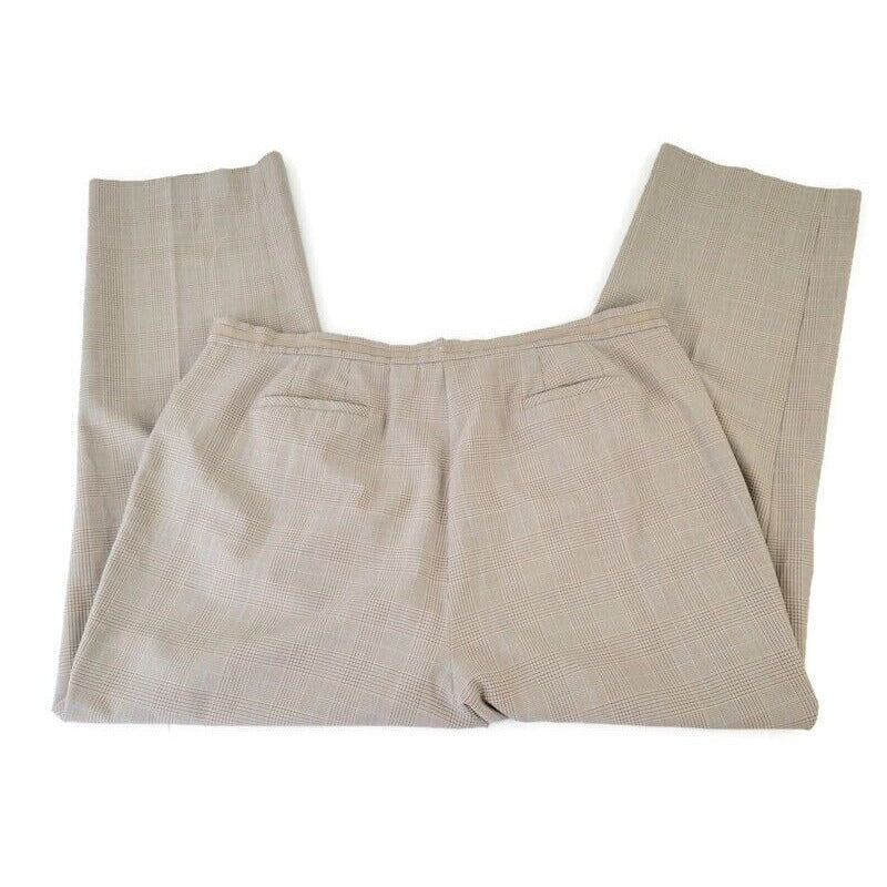 Liz Claiborne Womens Pants 20W Tabitha Straight Leg Tan Plaid Pockets Career