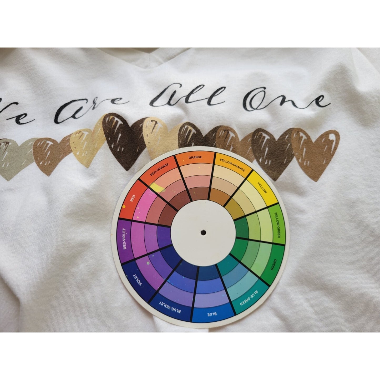 Lane Bryant Womens Top 18 20 Plus Tee We Are All One White Hearts Cotton Blend