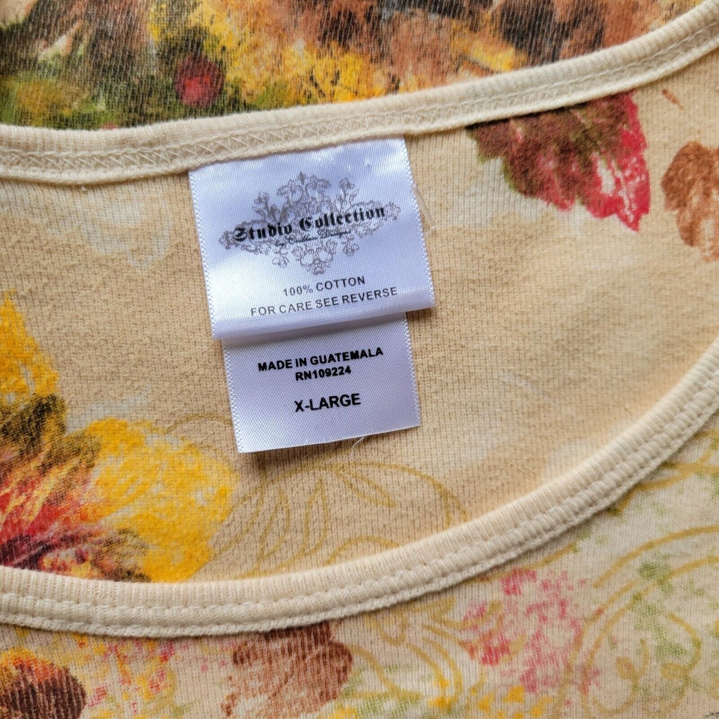 Studio Collection Womens Top XL Lightweight Autumn Treasures Studded Farmscape