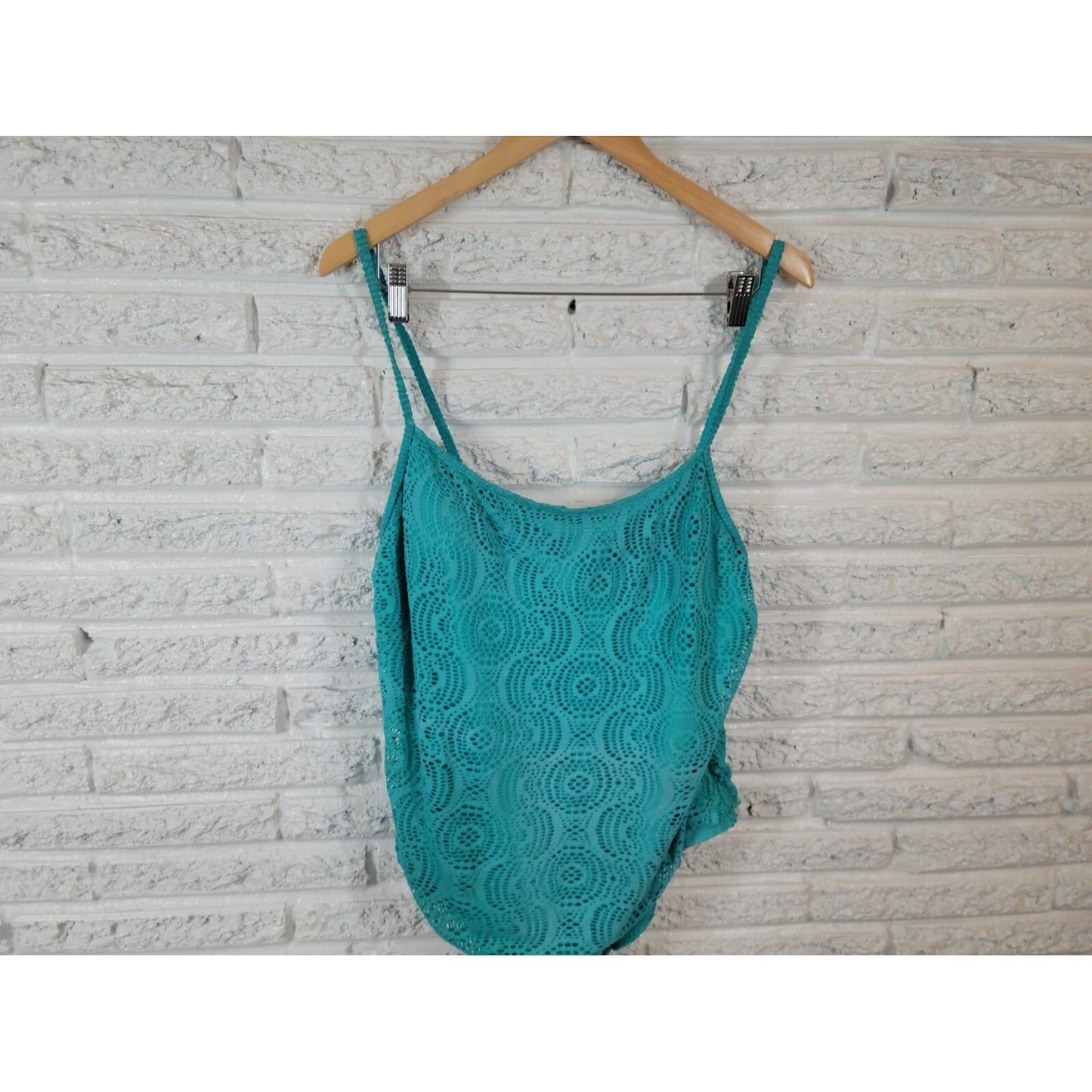 Catalina Womens Swimsuit Extra Large 16 18 Blue Mesh Bra Lined Spaghetti Strap