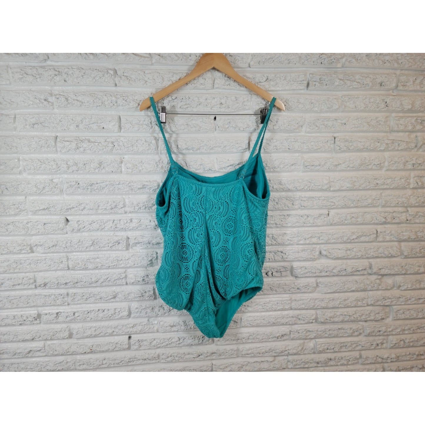 Catalina Womens Swimsuit Extra Large 16 18 Blue Mesh Bra Lined Spaghetti Strap