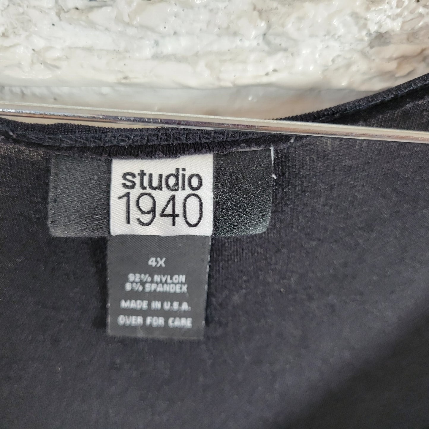 Studio 1940 Womens Top 4X Plus Tunic Black Blue One Button Comfy Office Casual