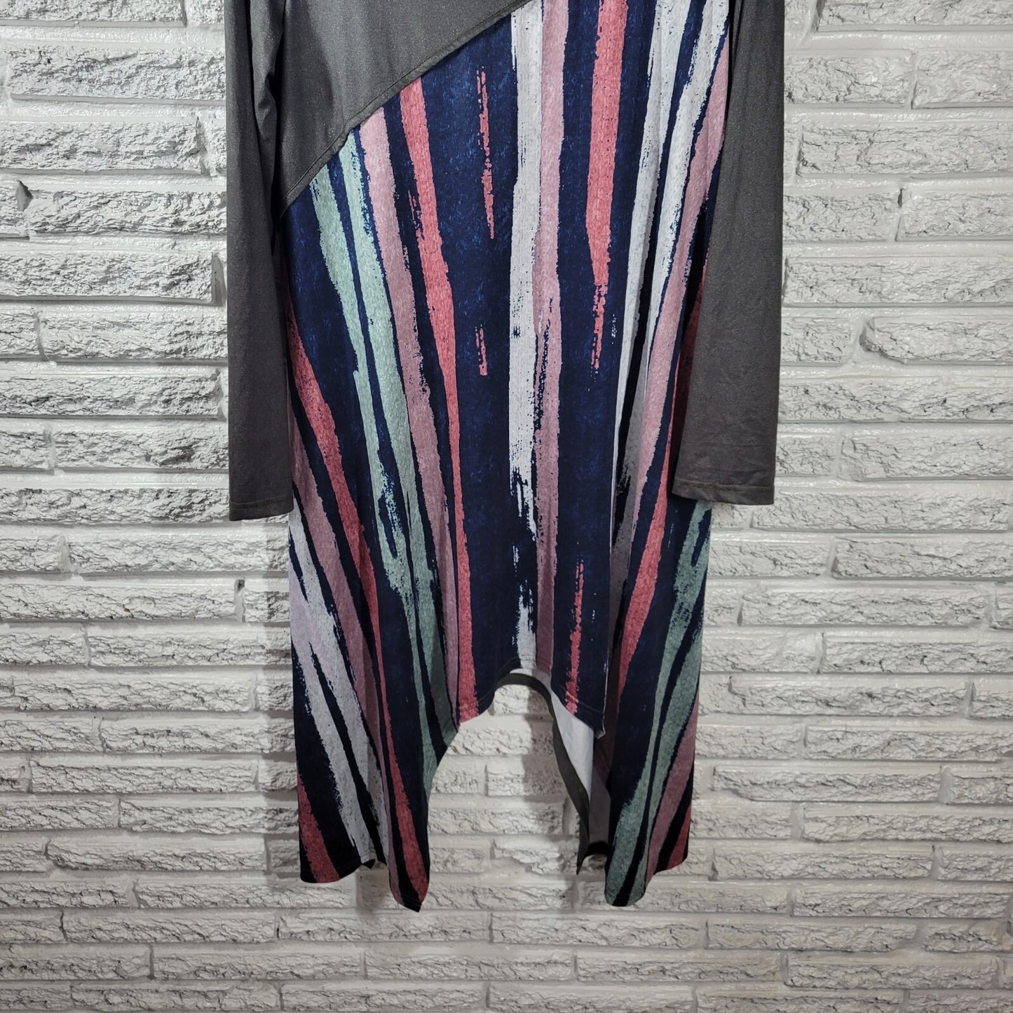 Emery Rose Womens Dress XXL Plus Mini Asymmetric Blue Watercolor Poly Blend