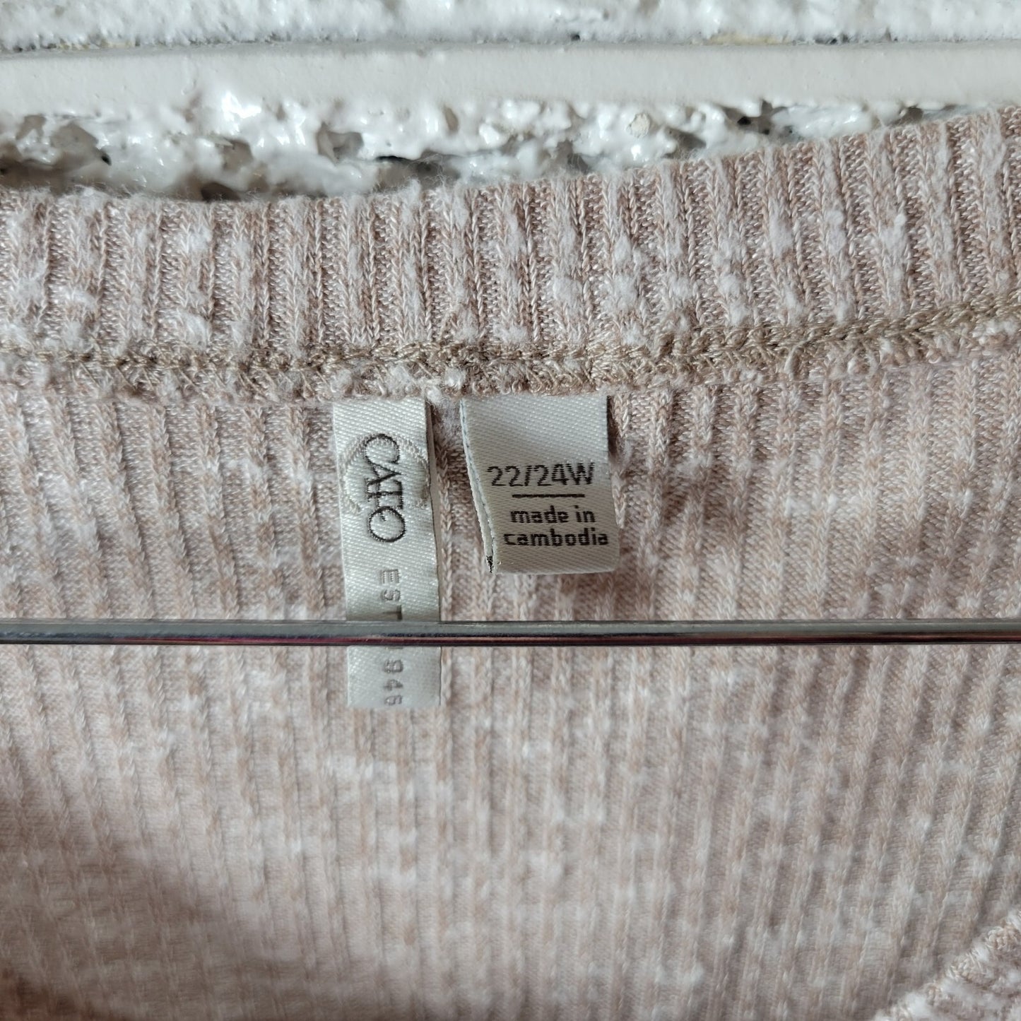 Cato Est 1946 Womens Sweater 22W 24W Lattice Sleeve Beige Lightweight Comfy