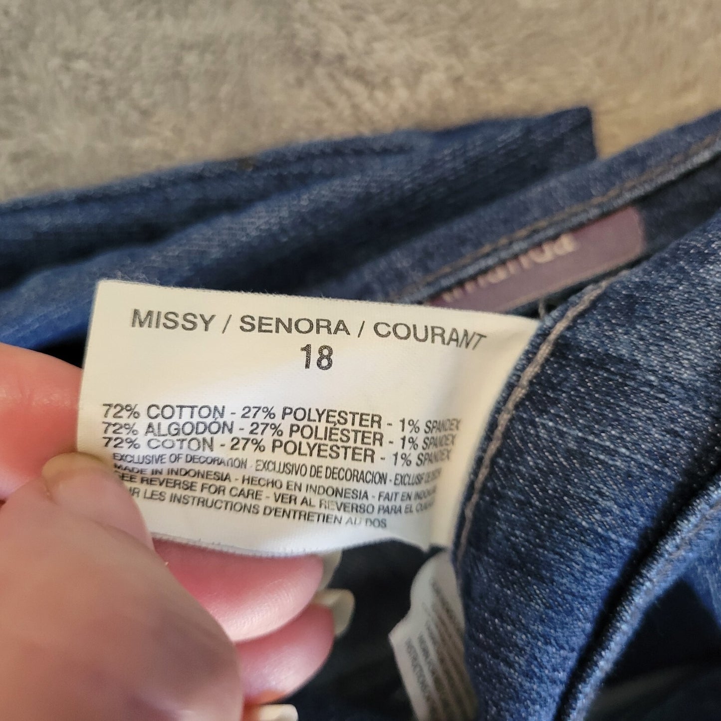 Gloria Vanderbilt Amanda Women Jeans 18 Plus Crop Straight Leg Dark Blue Zip Fly