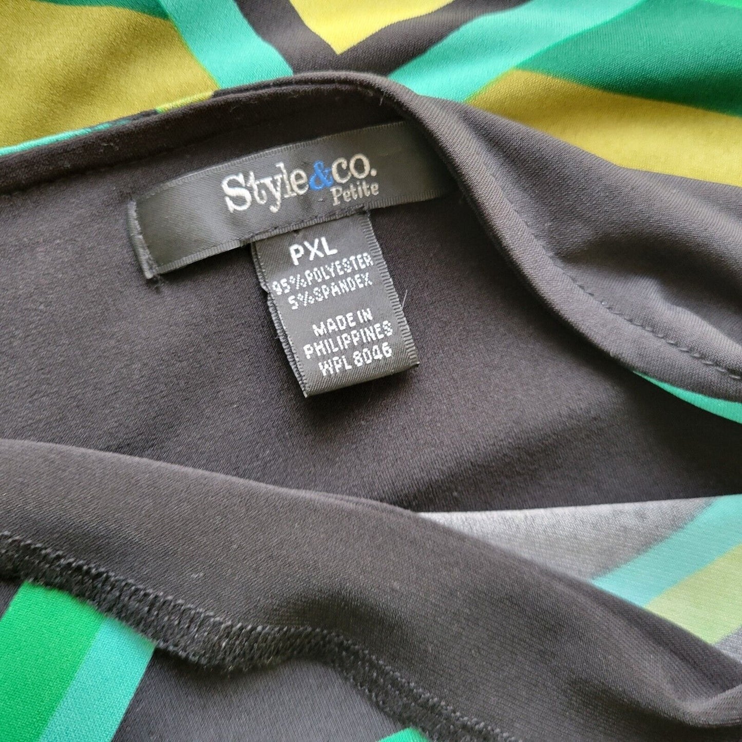 Style Co Womens Top PXL Petite Tunic Green Geometric Poly Blend Office Casual