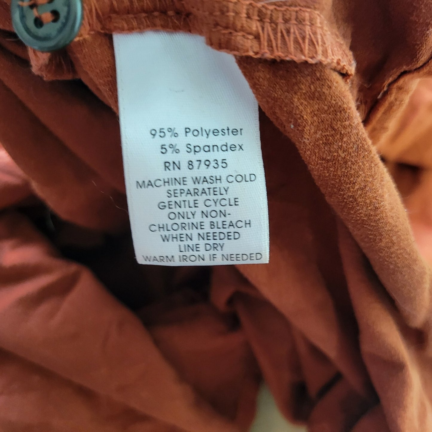 Susan Graver Women Top 1X Plus Burnt Orange Soft Velour Button Up Lightweight