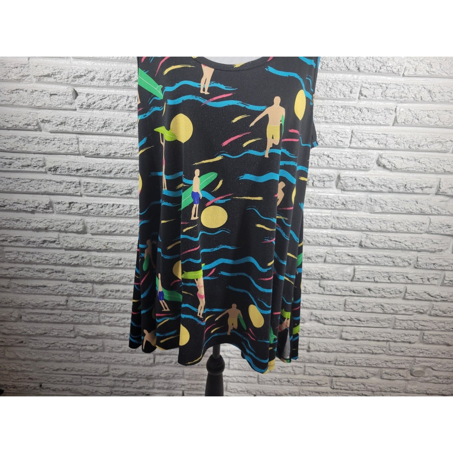 Lularoe Womens Top Extra Large Tank Tunic Black Poly Blend Surfer Surfing Casual