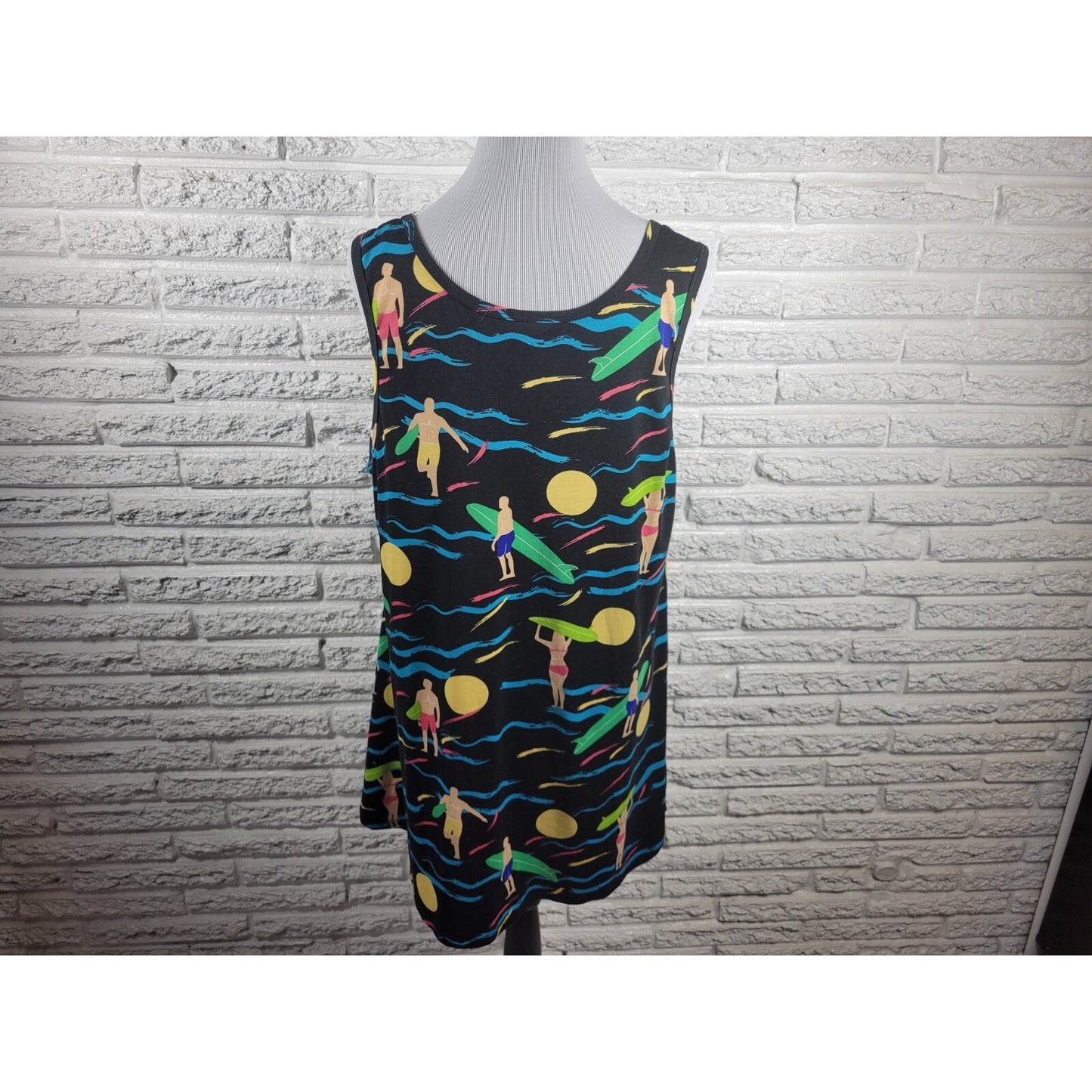 Lularoe Womens Top Extra Large Tank Tunic Black Poly Blend Surfer Surfing Casual