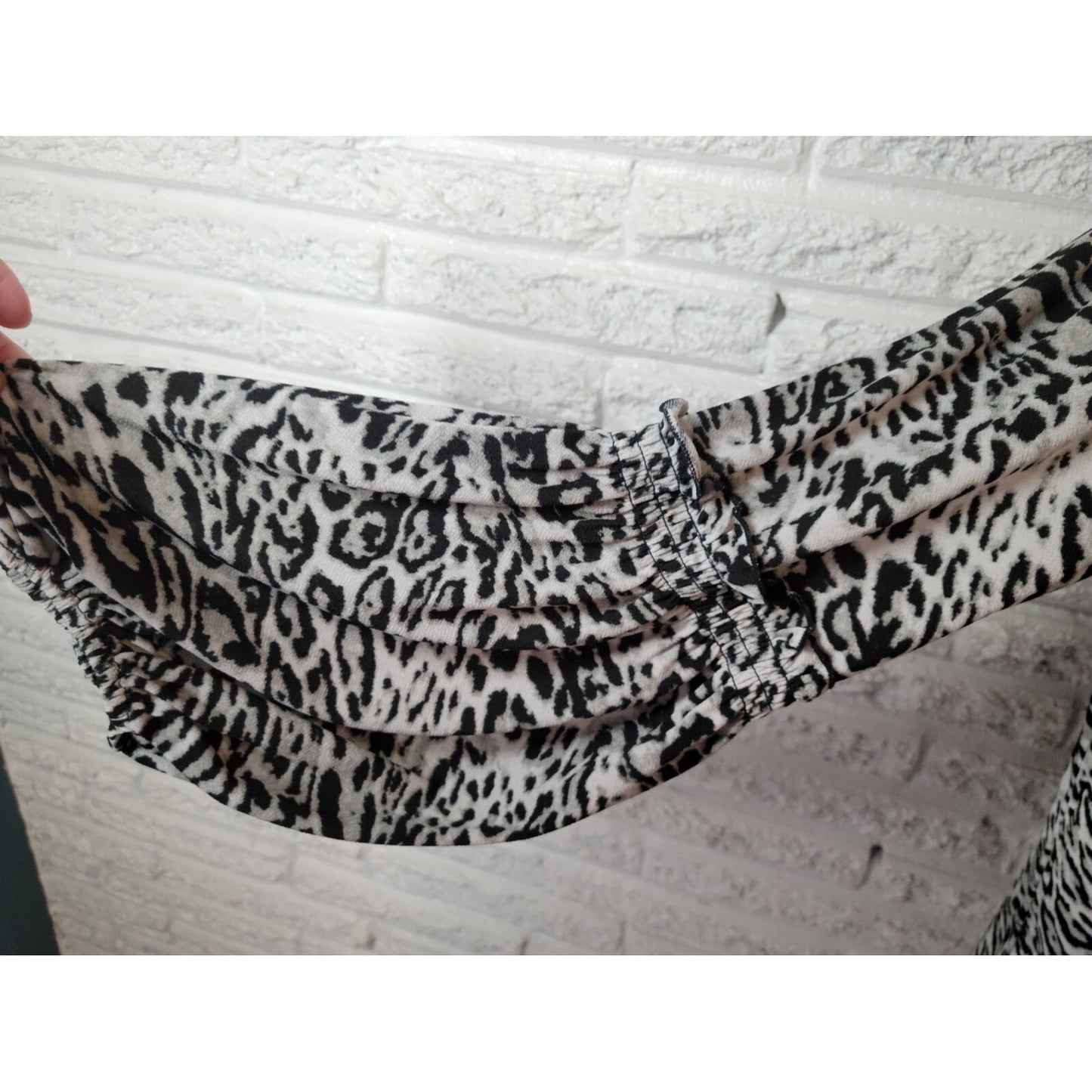 Cato Womens Top 18W 20W Plus Tunic Knit Black Gray Animal Print Long Ruffle