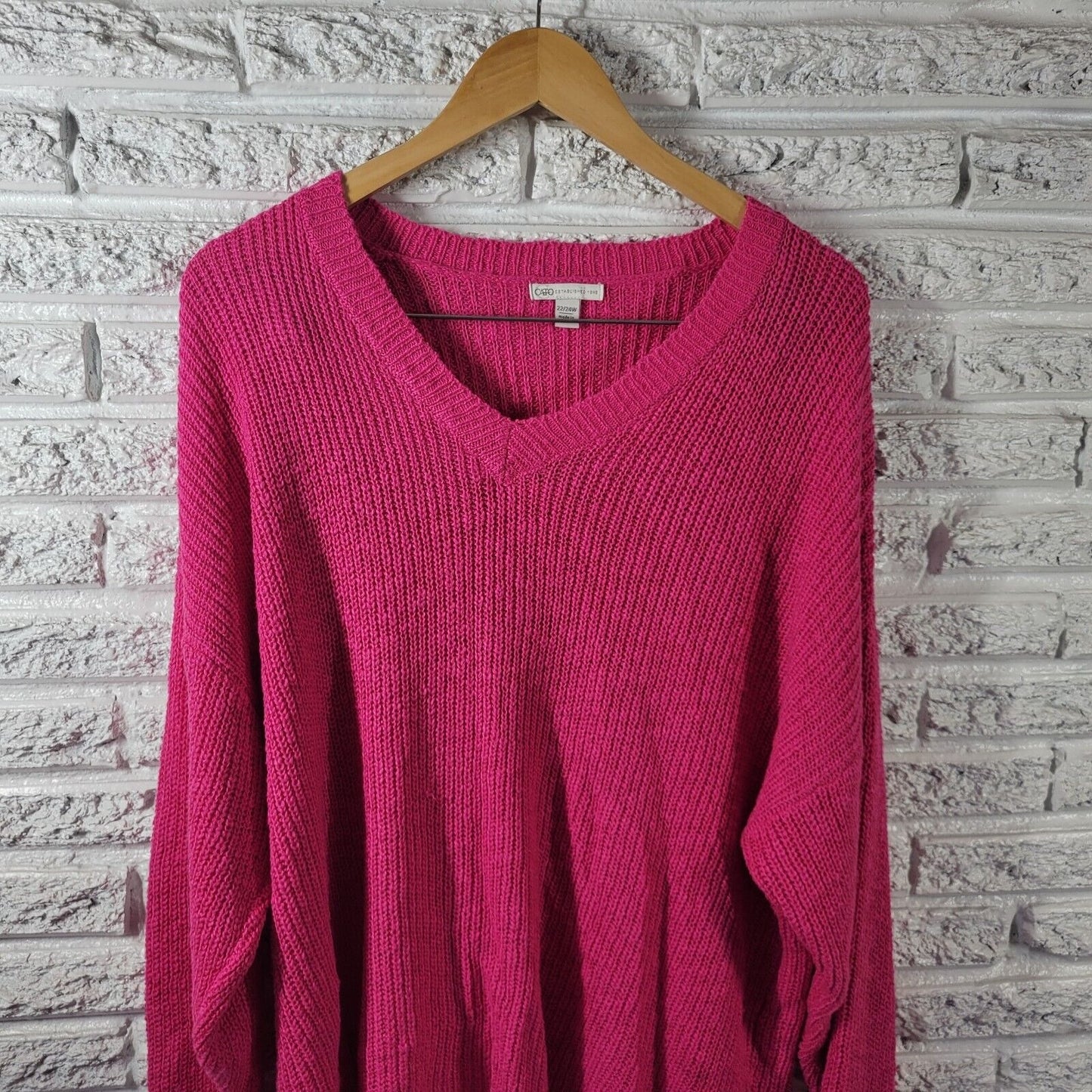 Cato Est 1946 Womens Sweater 22W 24W Plus Boho Pink Soft Semi Sheer Fringe Comfy