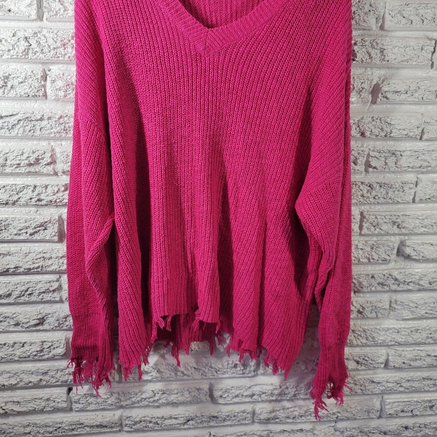 Cato Est 1946 Womens Sweater 22W 24W Plus Boho Pink Soft Semi Sheer Fringe Comfy