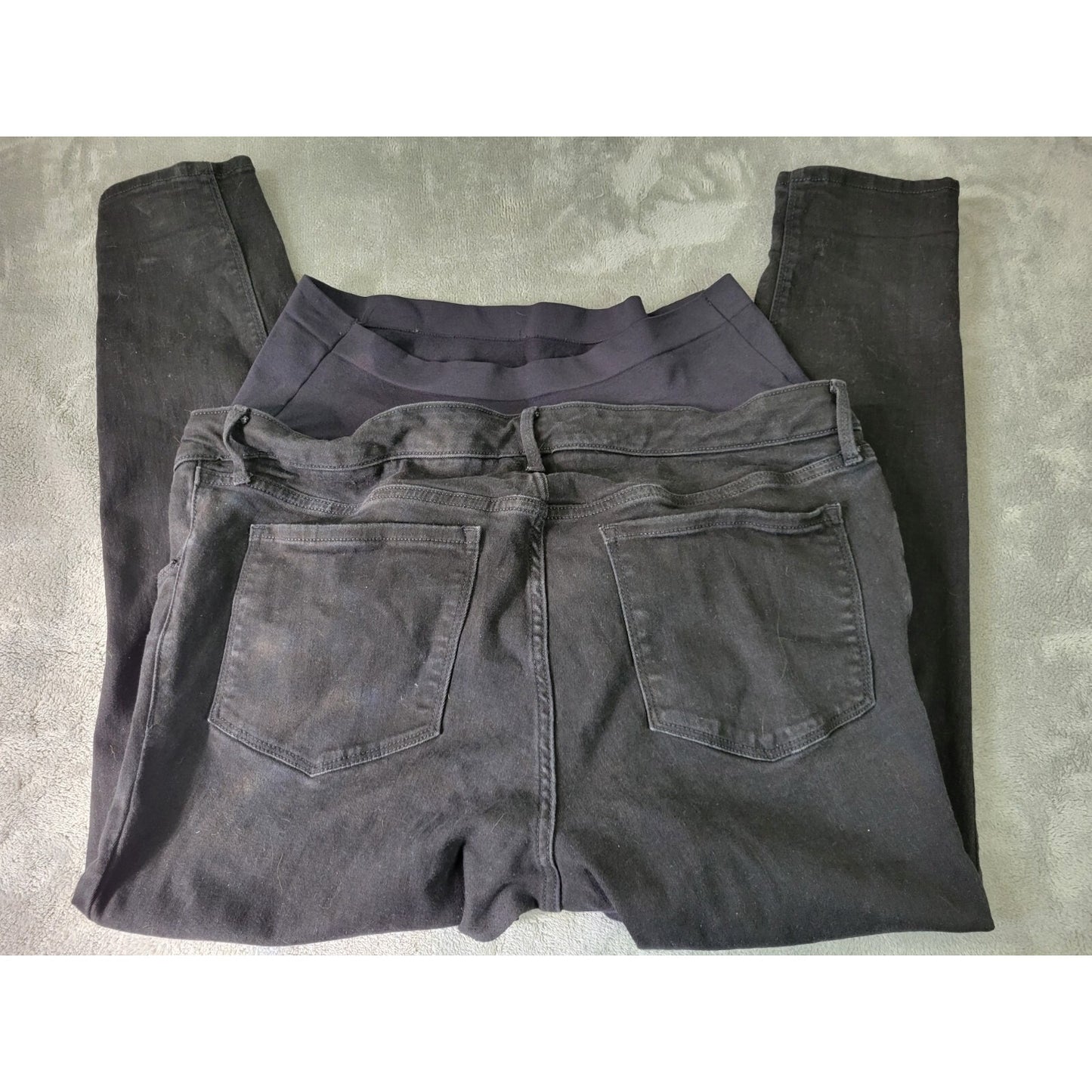 Old Navy Rockstar Womens Maternity Jeans 18 Plus Crop Black Button Full Panel