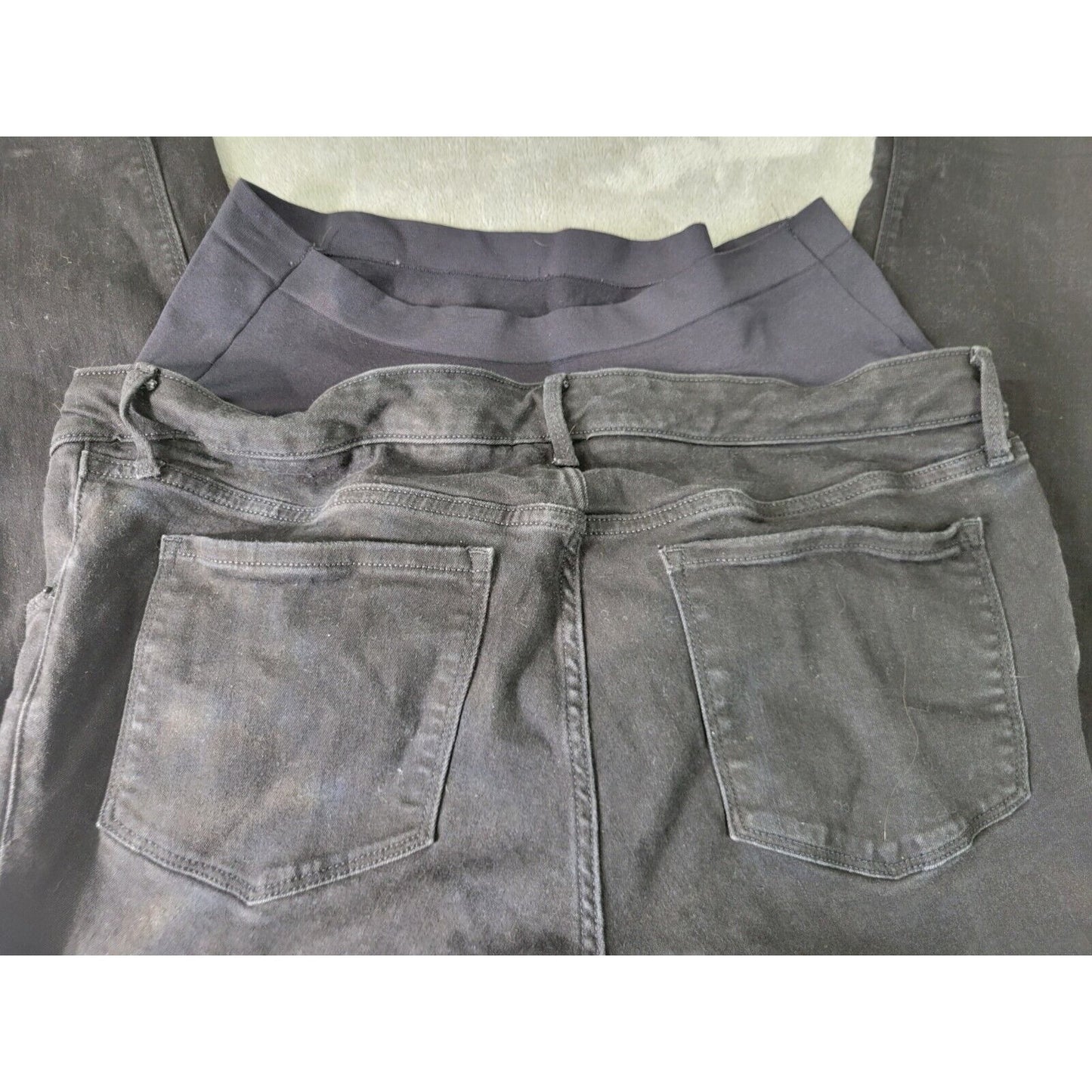 Old Navy Rockstar Womens Maternity Jeans 18 Plus Crop Black Button Full Panel