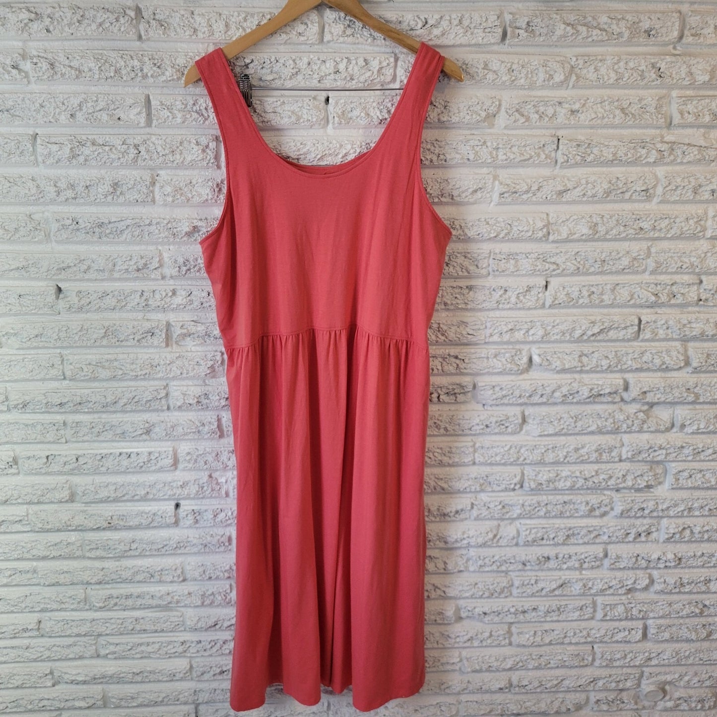 Denim & Co Womens Dress XL Sheath Wide Strap Pink Poly Blend Casual Comfy