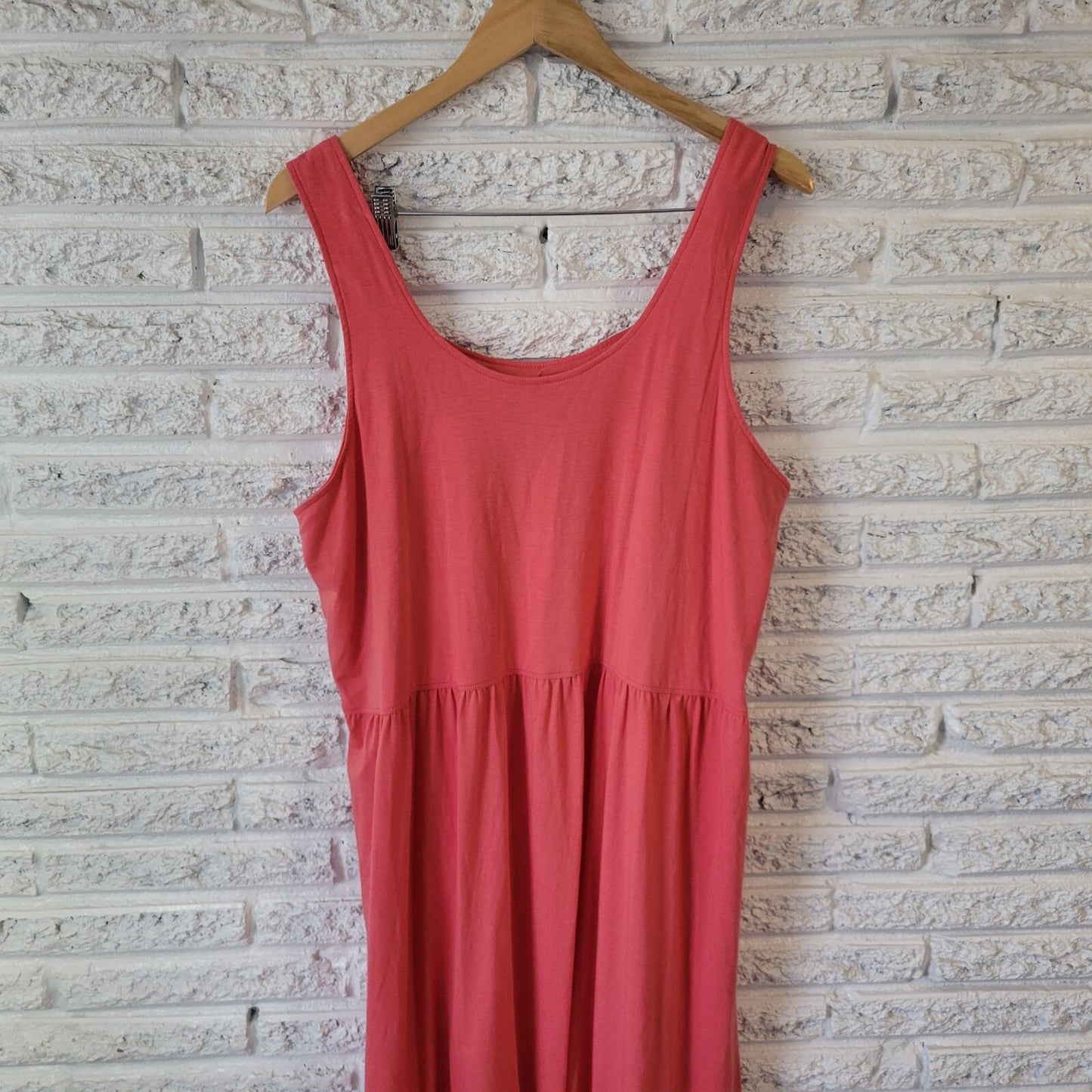 Denim & Co Womens Dress XL Sheath Wide Strap Pink Poly Blend Casual Comfy