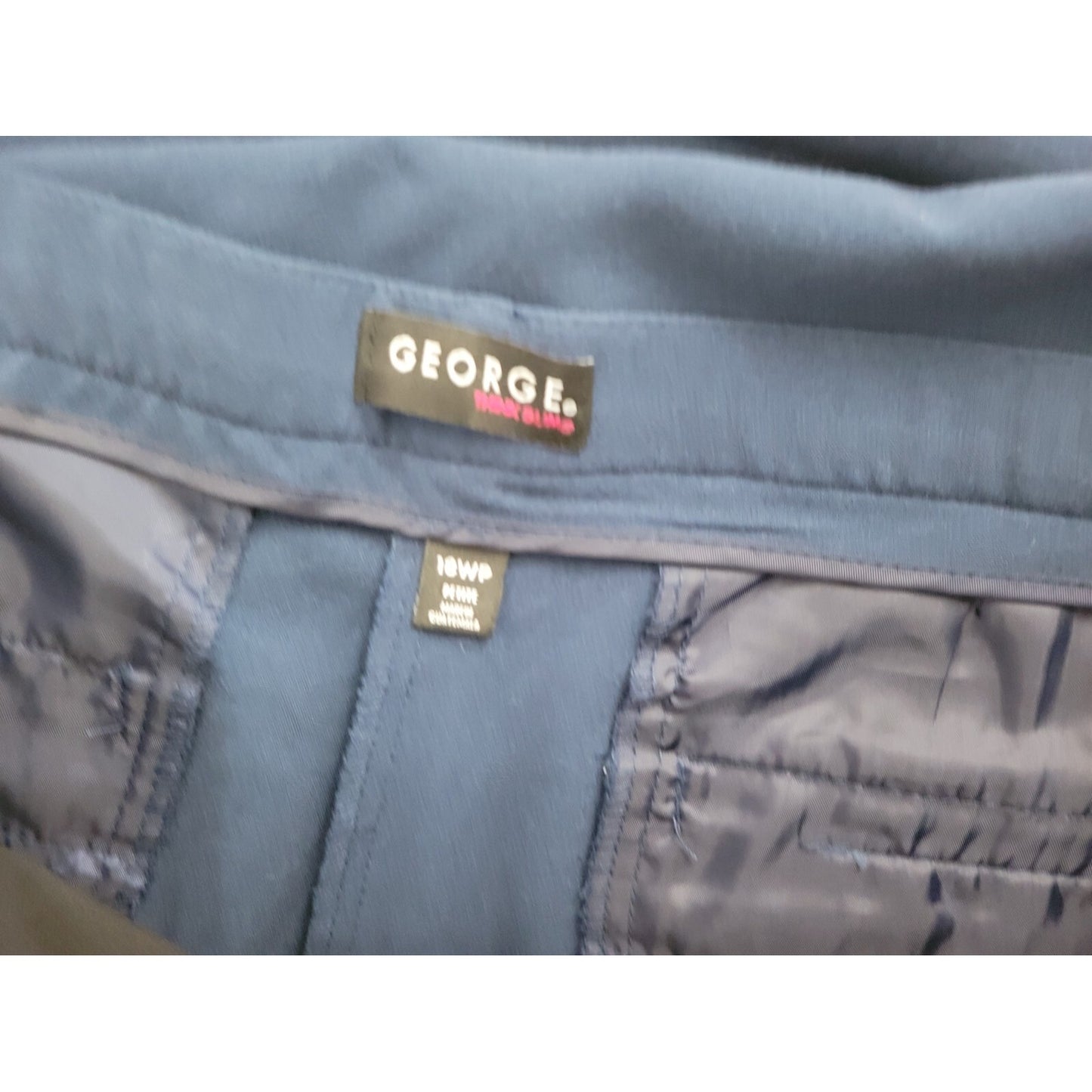 George Womens Pants 18WP Plus Petite Straight Leg Comfort Waist Blue Pockets
