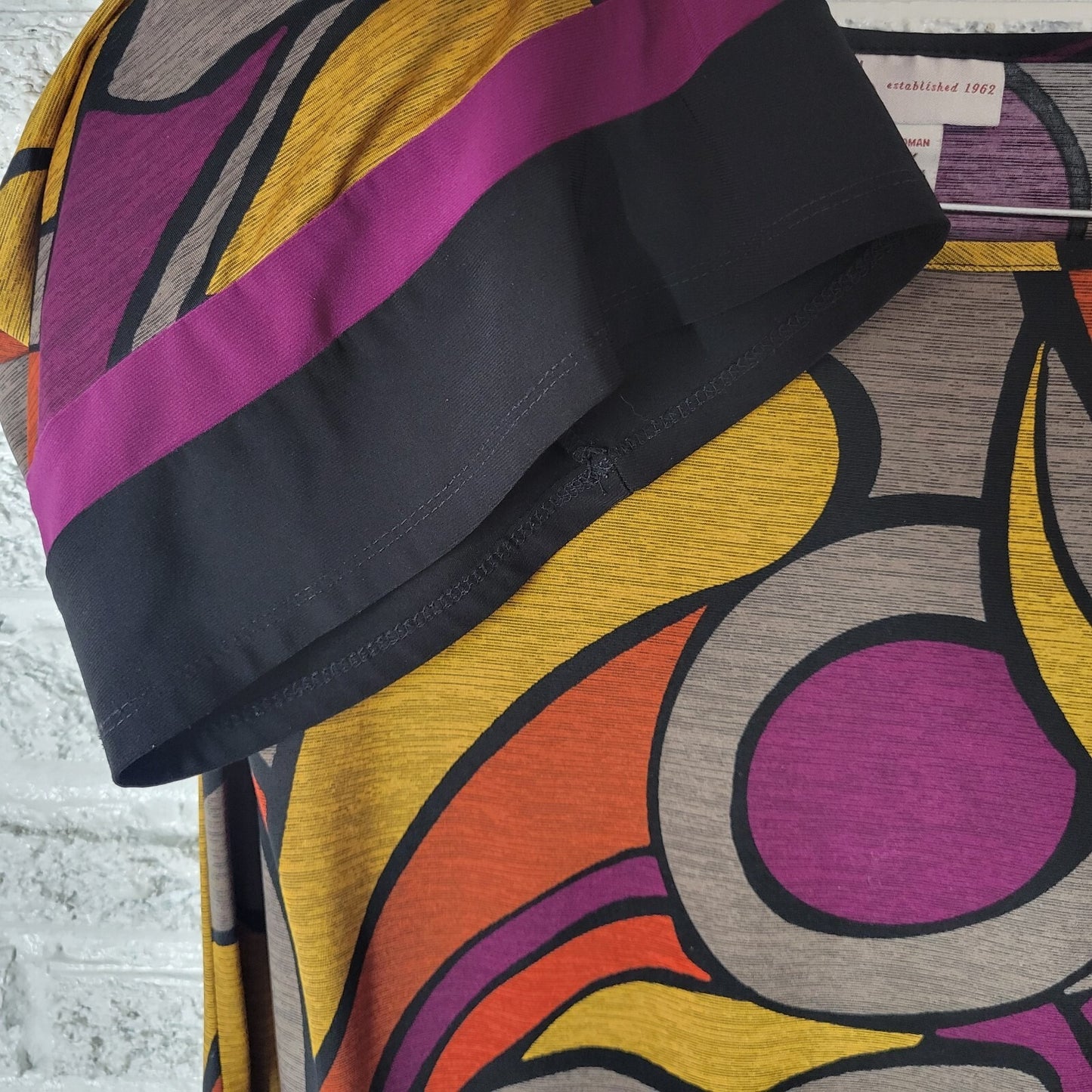 Dress Barn Women Dress 2X Plus Mini 3/4 Sleeve Orange Gold Geometric Poly Blend