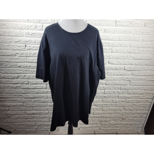 Denim Co Womens Top 2X Plus Tee Short Sleeve Black Cotton Casual Stretchy Basic