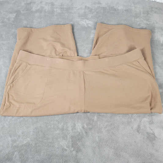 Denim Co Active QVC Womens Pants 3X Plus Capri Beige Pull On Comfort Pockets