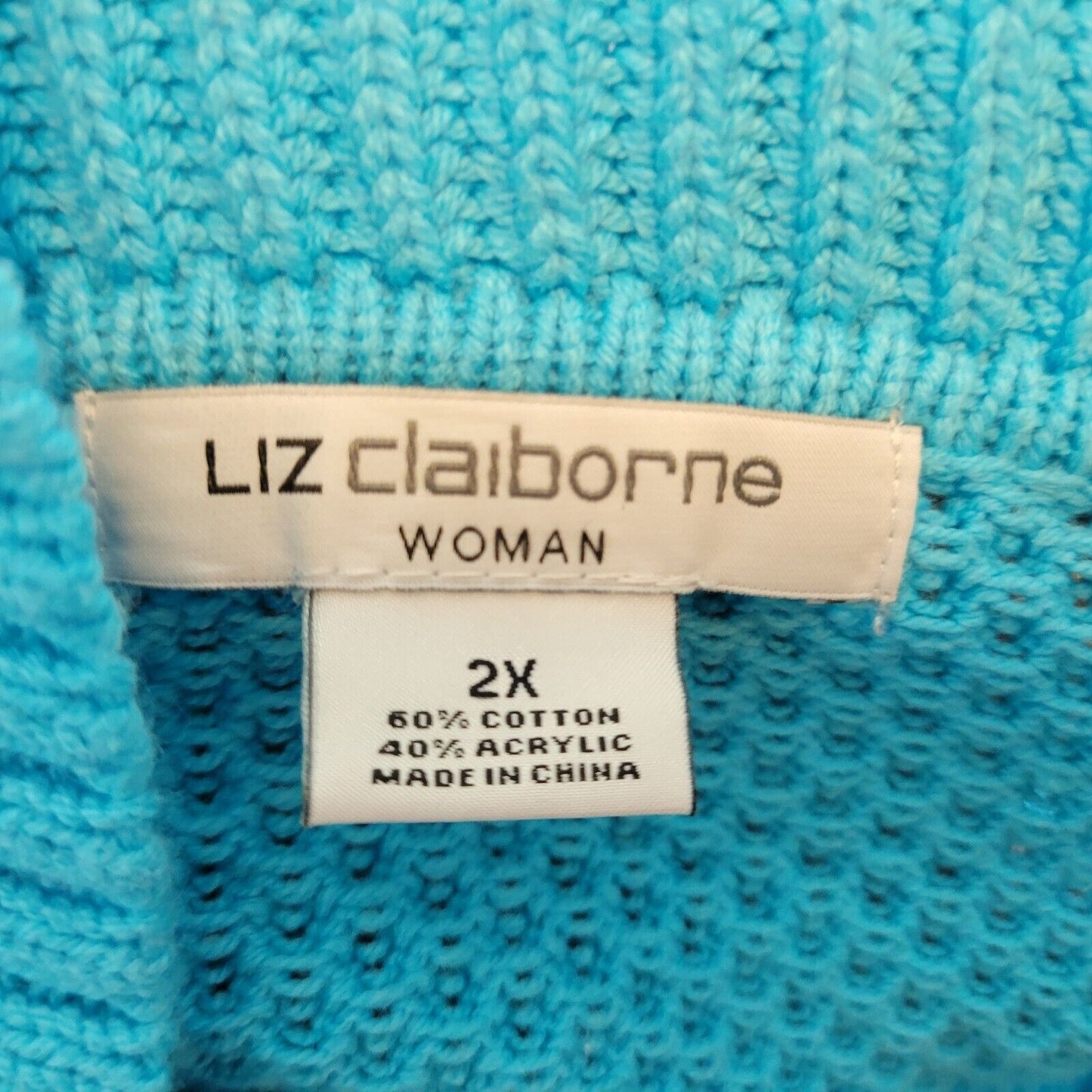 Liz Claiborne Womens Sweater 2X Cardigan One Button Blue Collar Office Casual