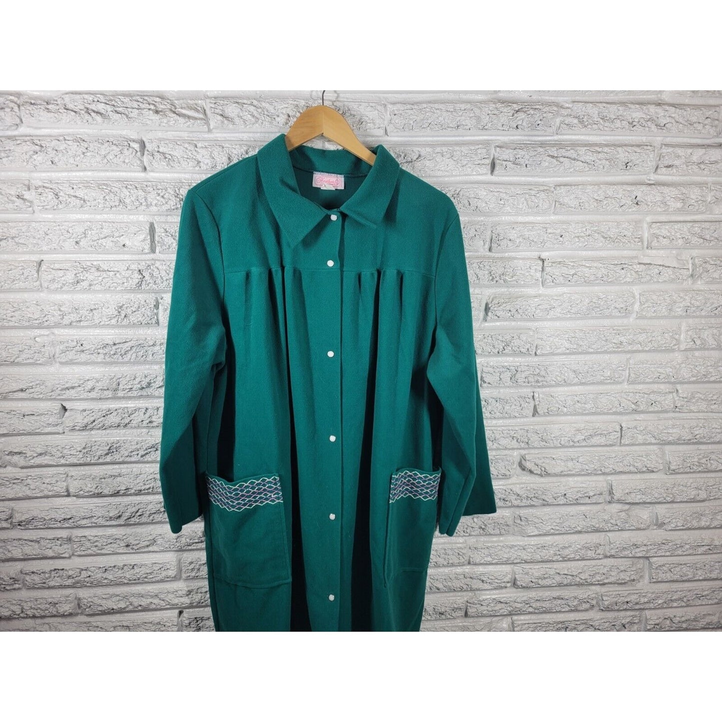 Heather Collection Womens Robe 3X Long Sleeve Green Snap Up Pockets Loungewear