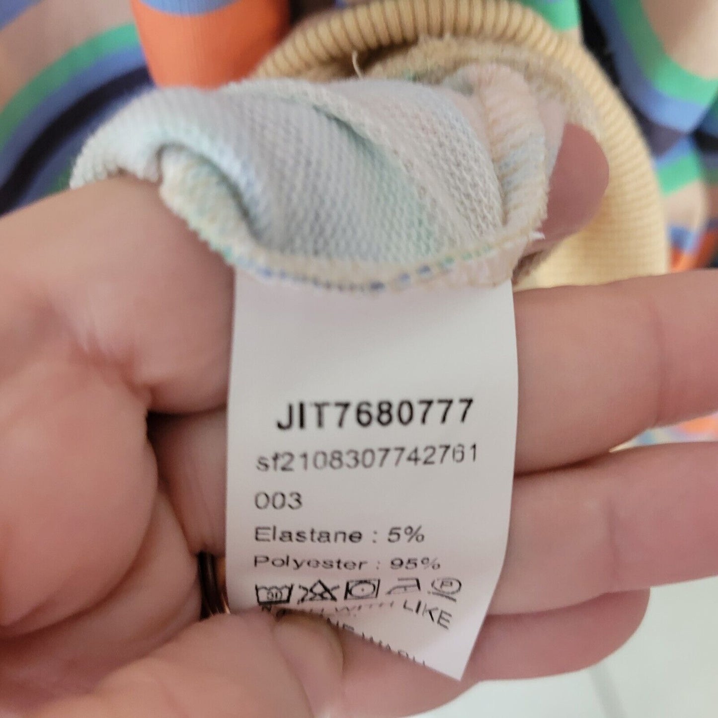 Shein Curve Womens Top 4XL Plus Tee Long Sleeve Orange Blue Stripe Poly Blend