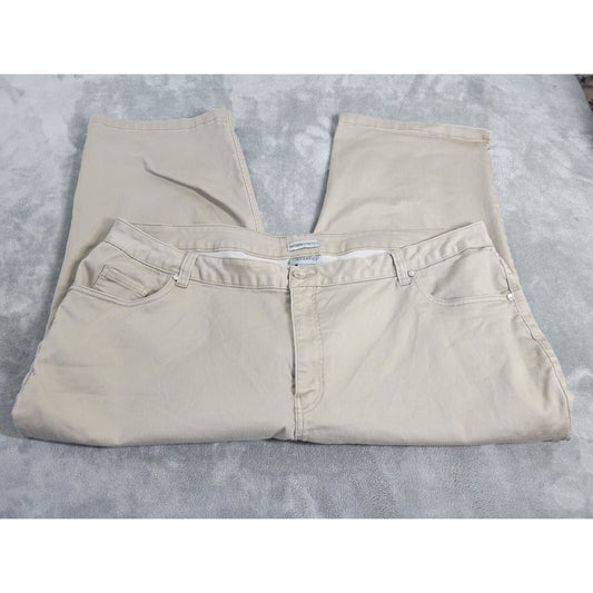 Catherines Sateen Womens Pants 30W Plus Capri Beige Cotton Blend Zip Comfy