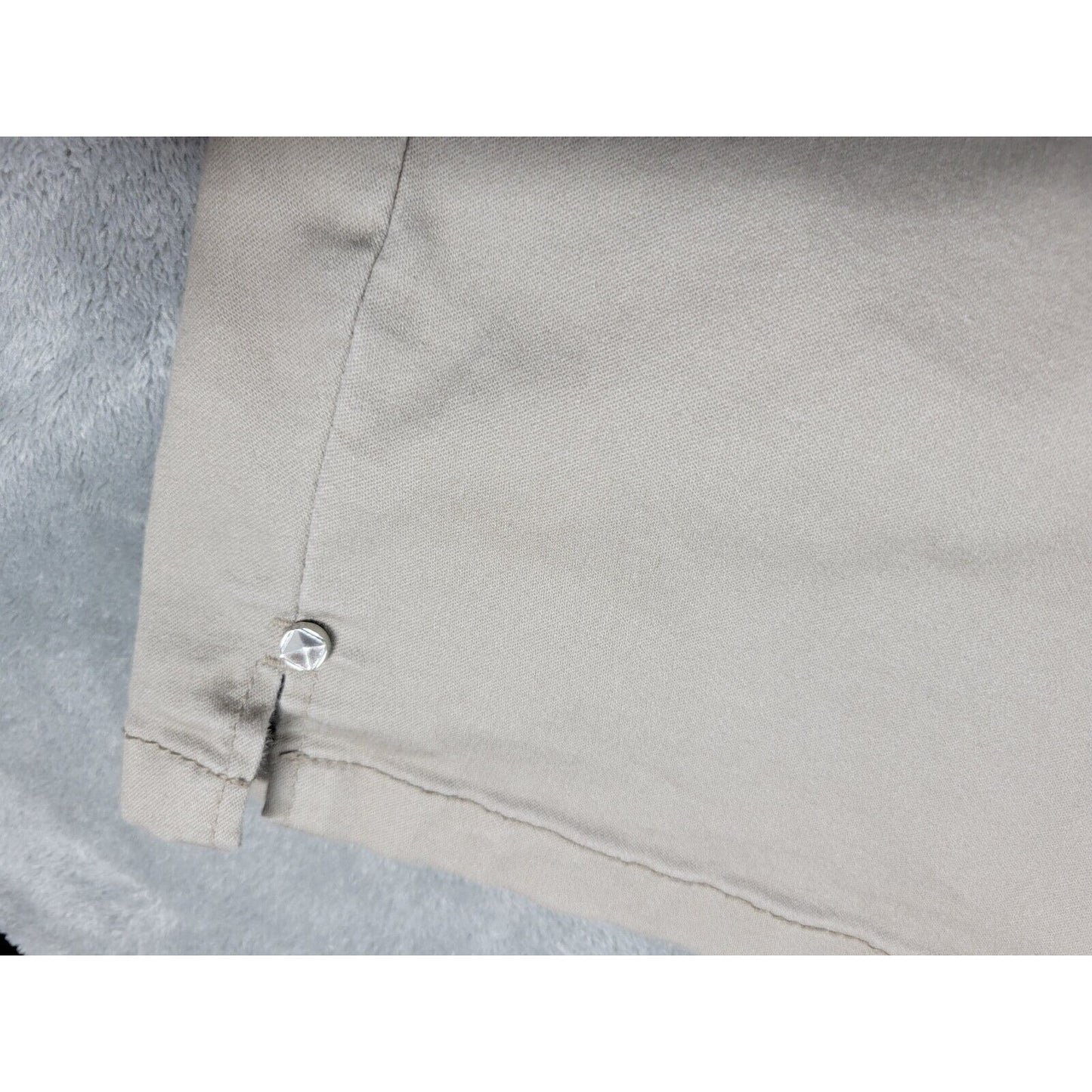 Catherines Sateen Womens Pants 30W Plus Capri Beige Cotton Blend Zip Comfy