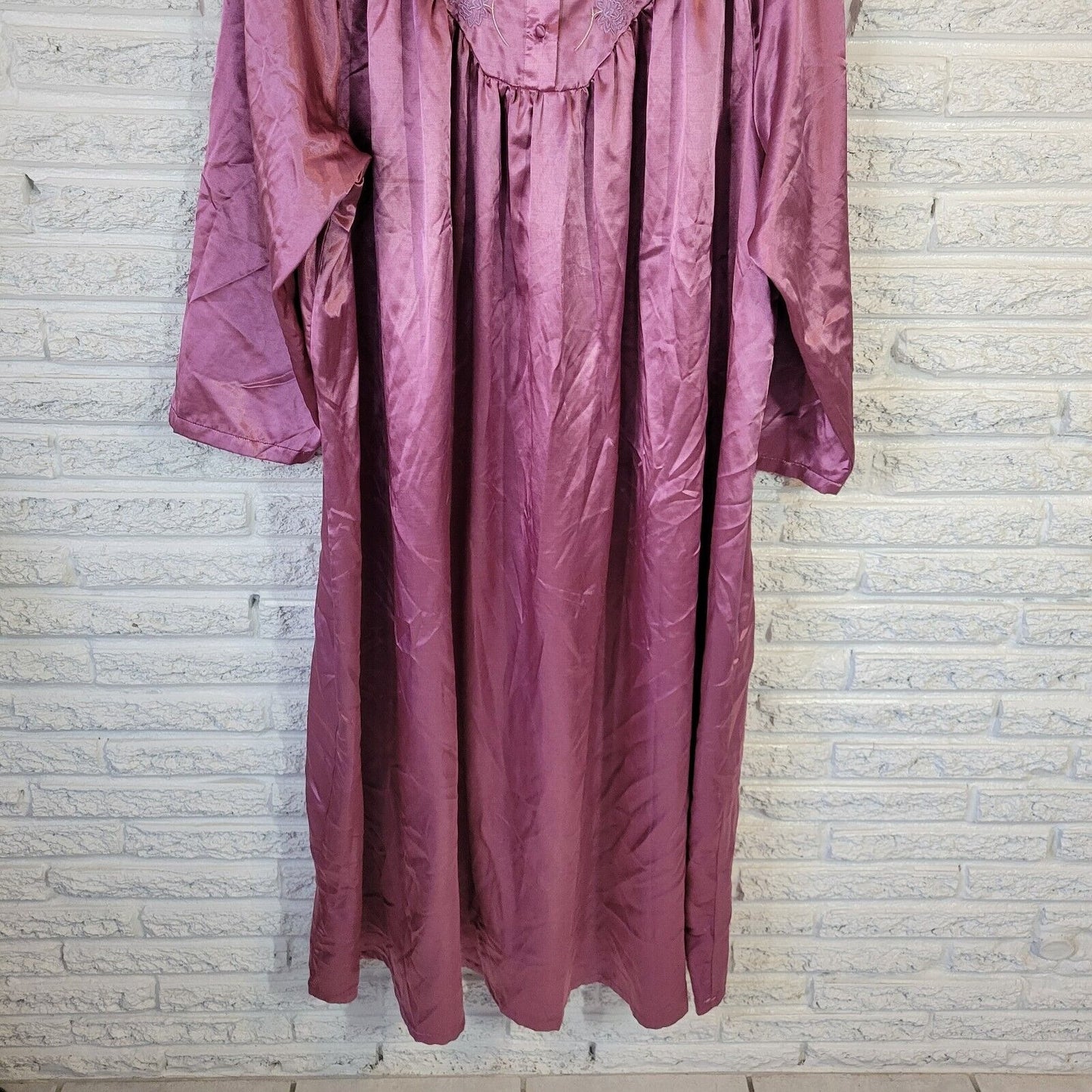 Only Necessities Womens Dress 3X Midi Muu Muu Kaftan Lavender Sateen Embroidered