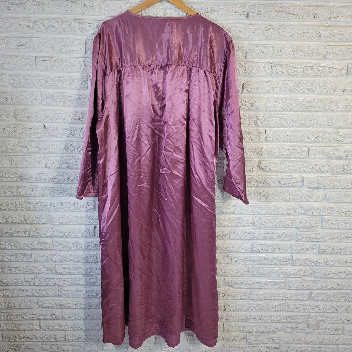 Only Necessities Womens Dress 3X Midi Muu Muu Kaftan Lavender Sateen Embroidered