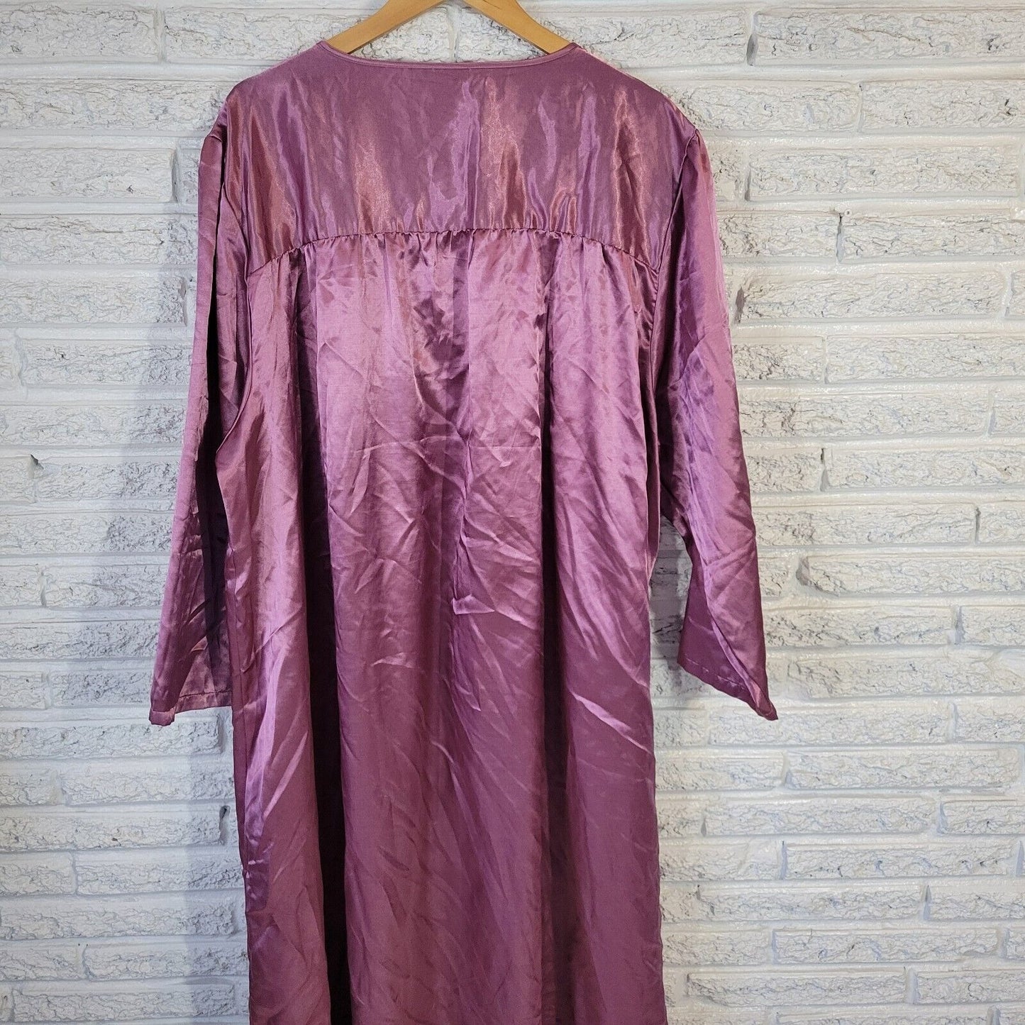 Only Necessities Womens Dress 3X Midi Muu Muu Kaftan Lavender Sateen Embroidered