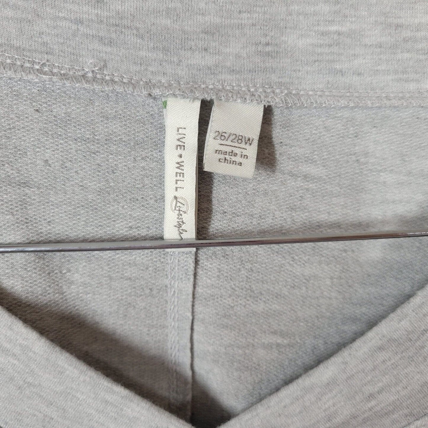 Christmas Live Well Womens Top 26W 28W Plus Tee Long Sleeve Beaded Joy Gray Soft