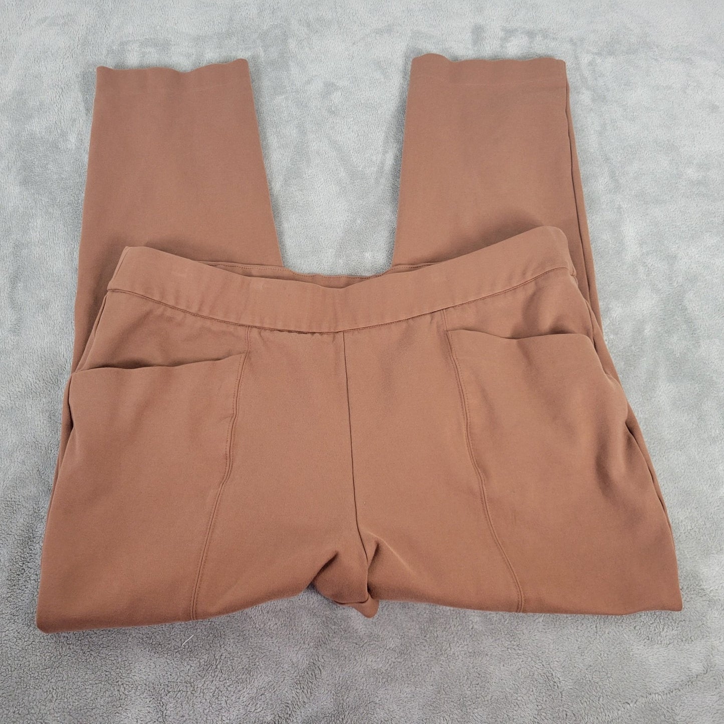 Ava Viv Womens Pants 1X Plus Pull On Cropped Brown Split Ankle Pockets Casual