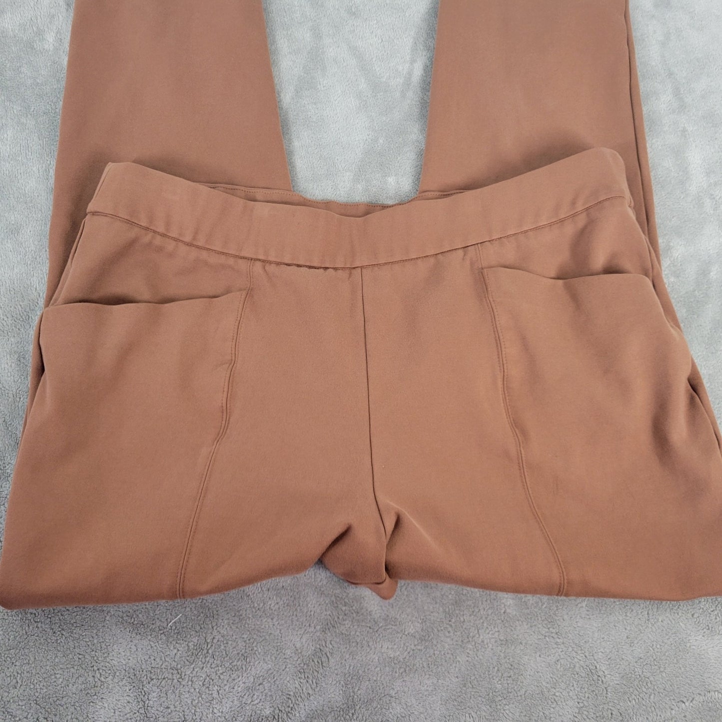 Ava Viv Womens Pants 1X Plus Pull On Cropped Brown Split Ankle Pockets Casual