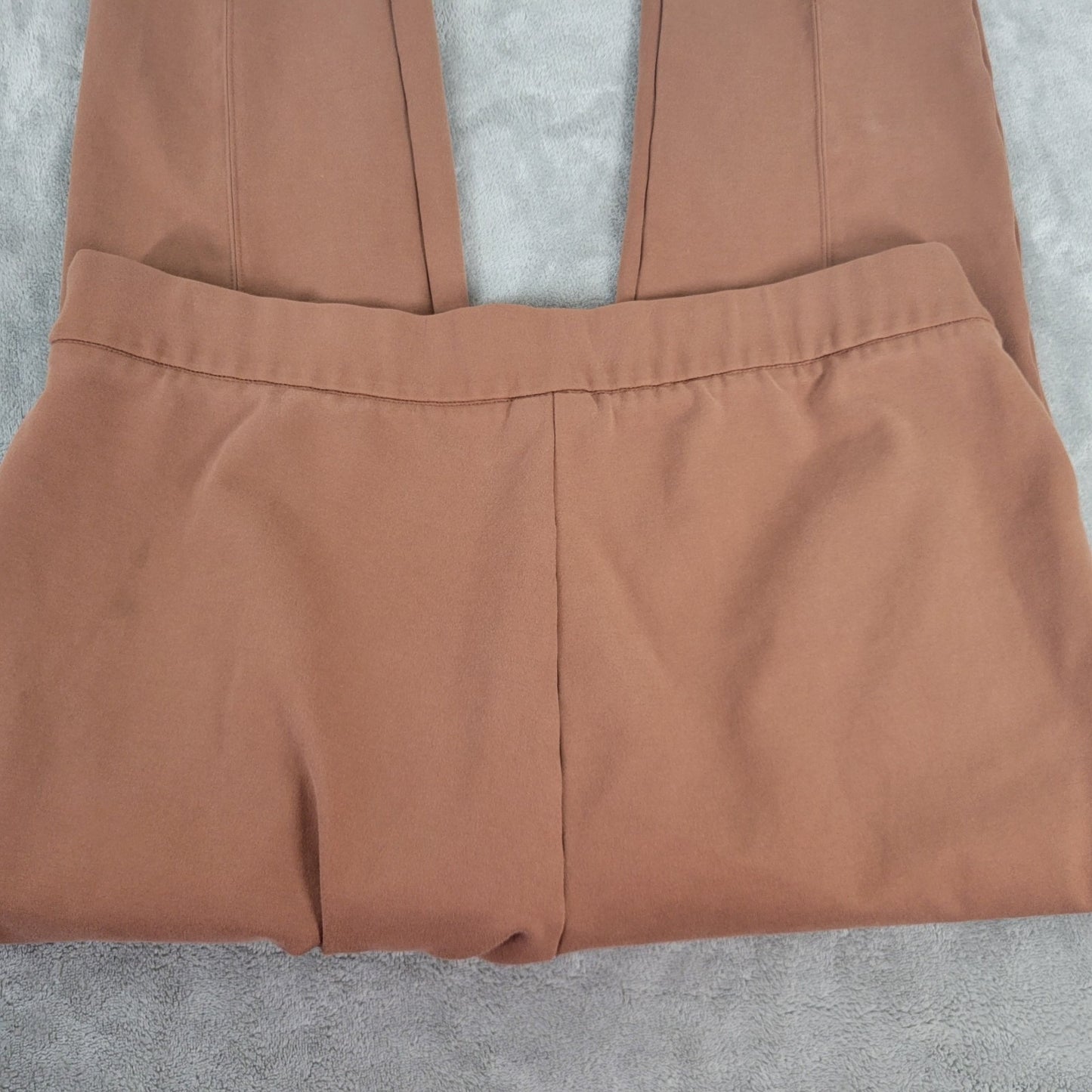Ava Viv Womens Pants 1X Plus Pull On Cropped Brown Split Ankle Pockets Casual