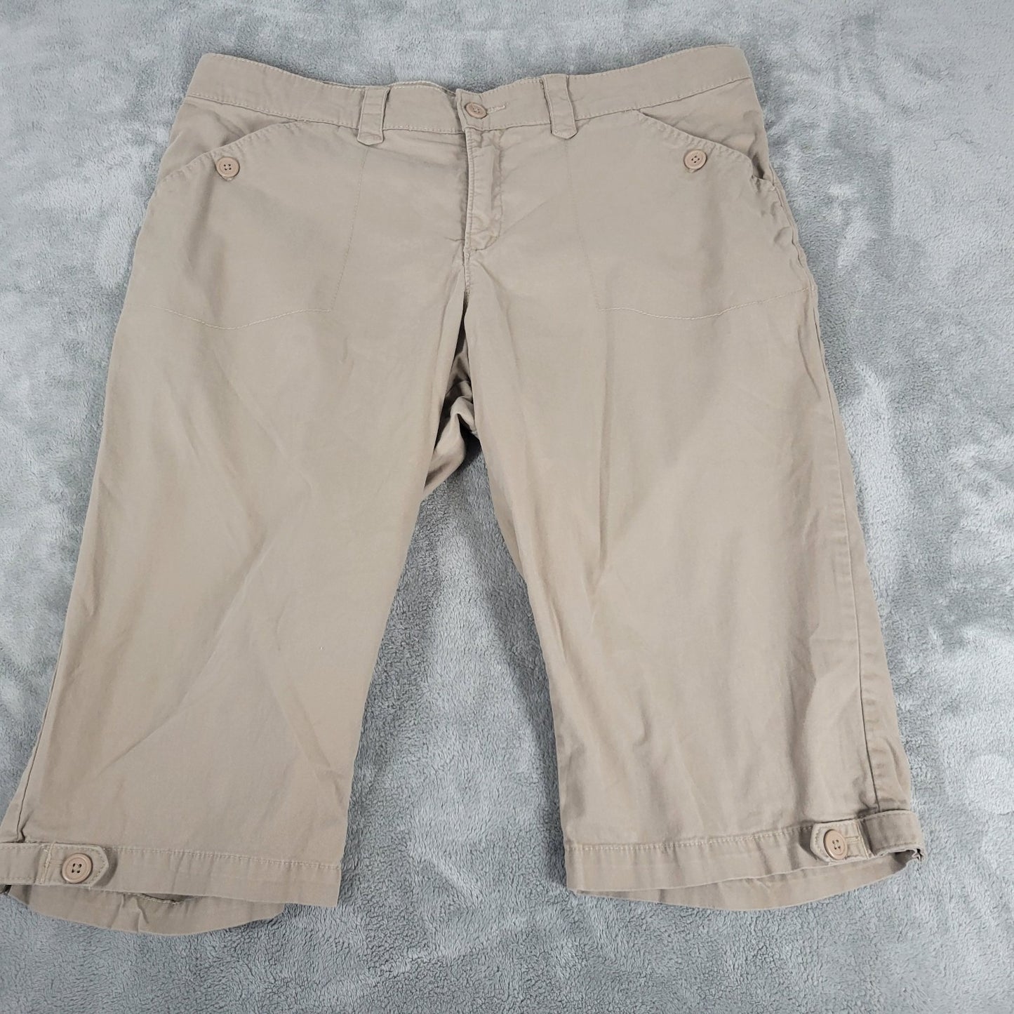 Lee Womens Pants 18W Plus Capri Tan Adjustable Waist Just Below Waist Zip Fly