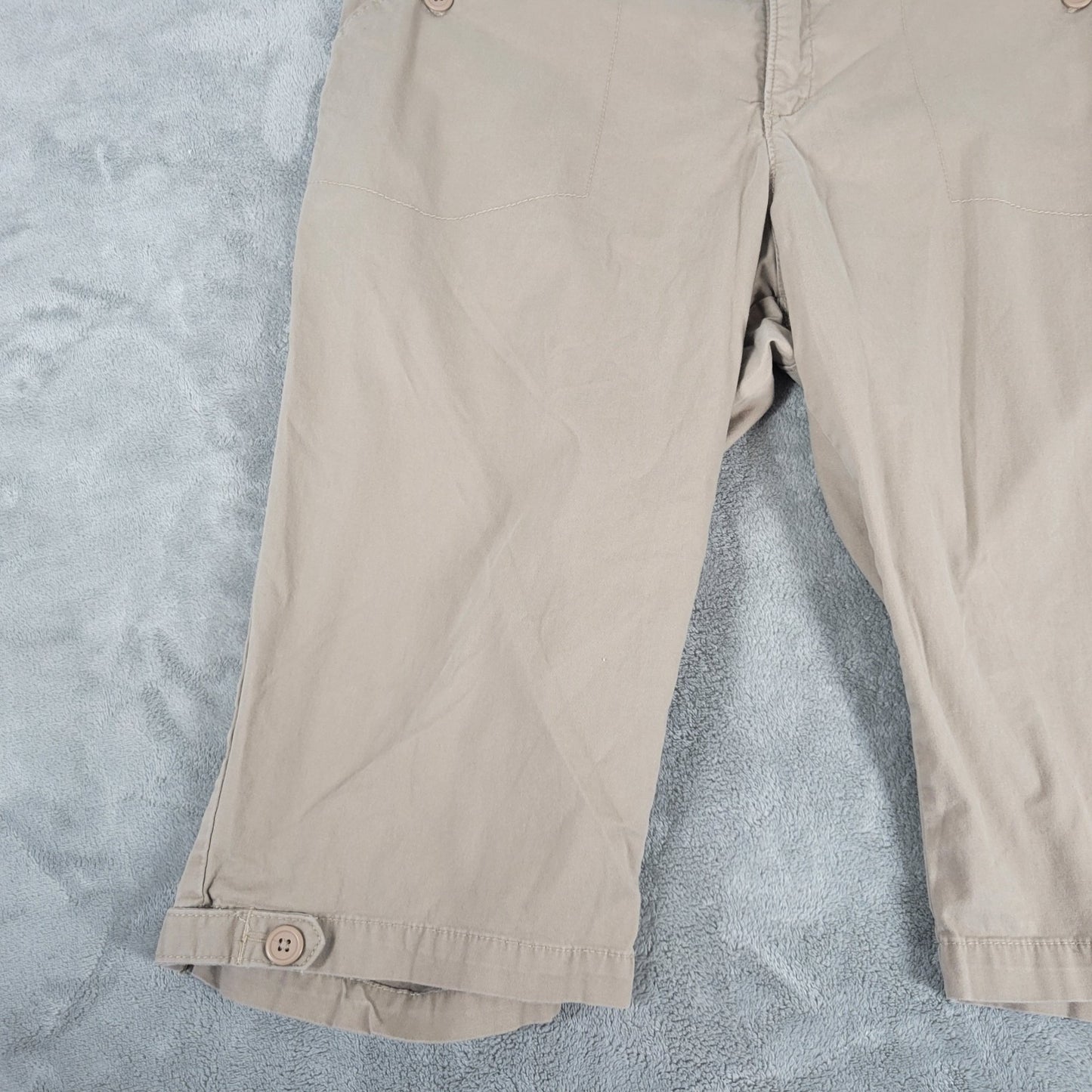 Lee Womens Pants 18W Plus Capri Tan Adjustable Waist Just Below Waist Zip Fly