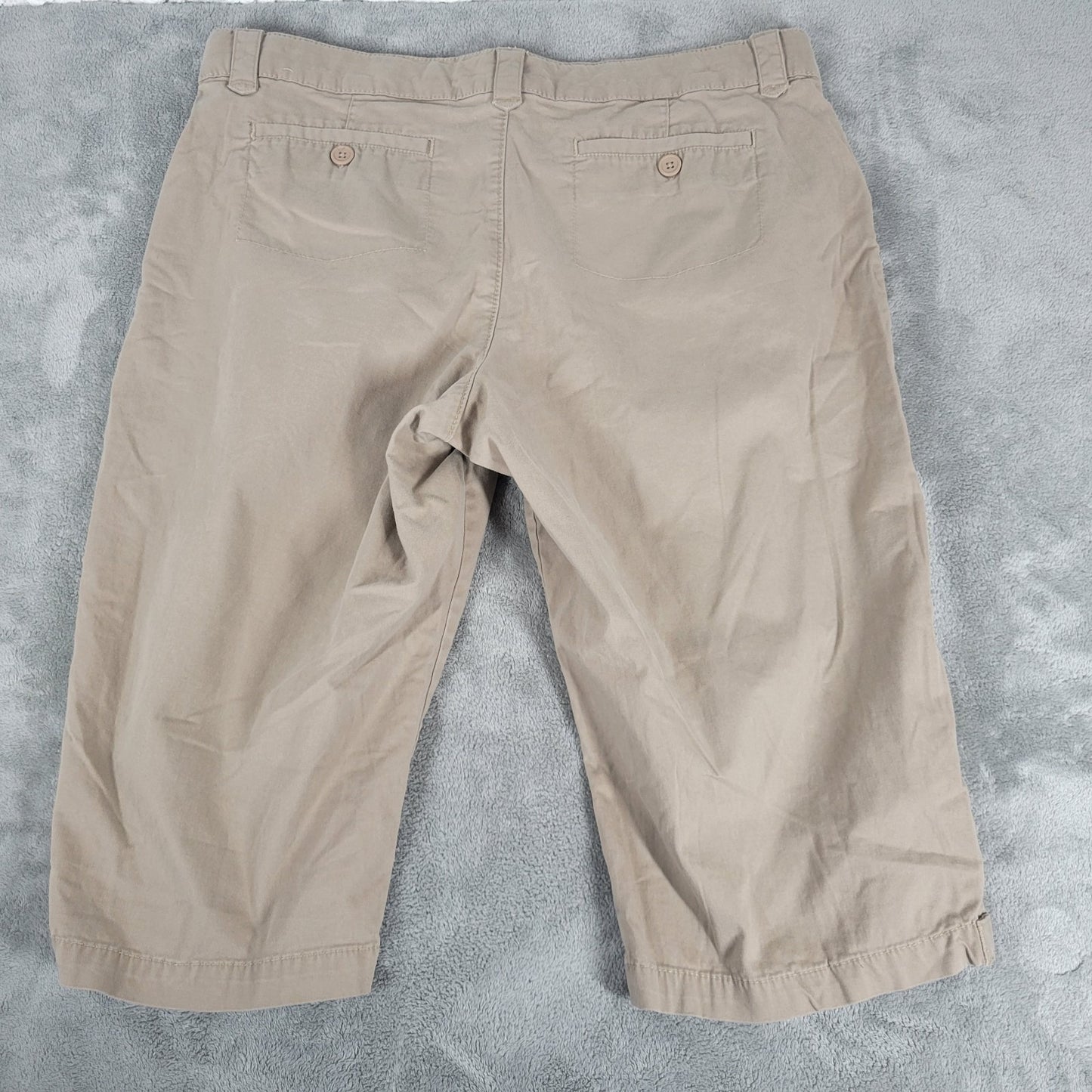 Lee Womens Pants 18W Plus Capri Tan Adjustable Waist Just Below Waist Zip Fly