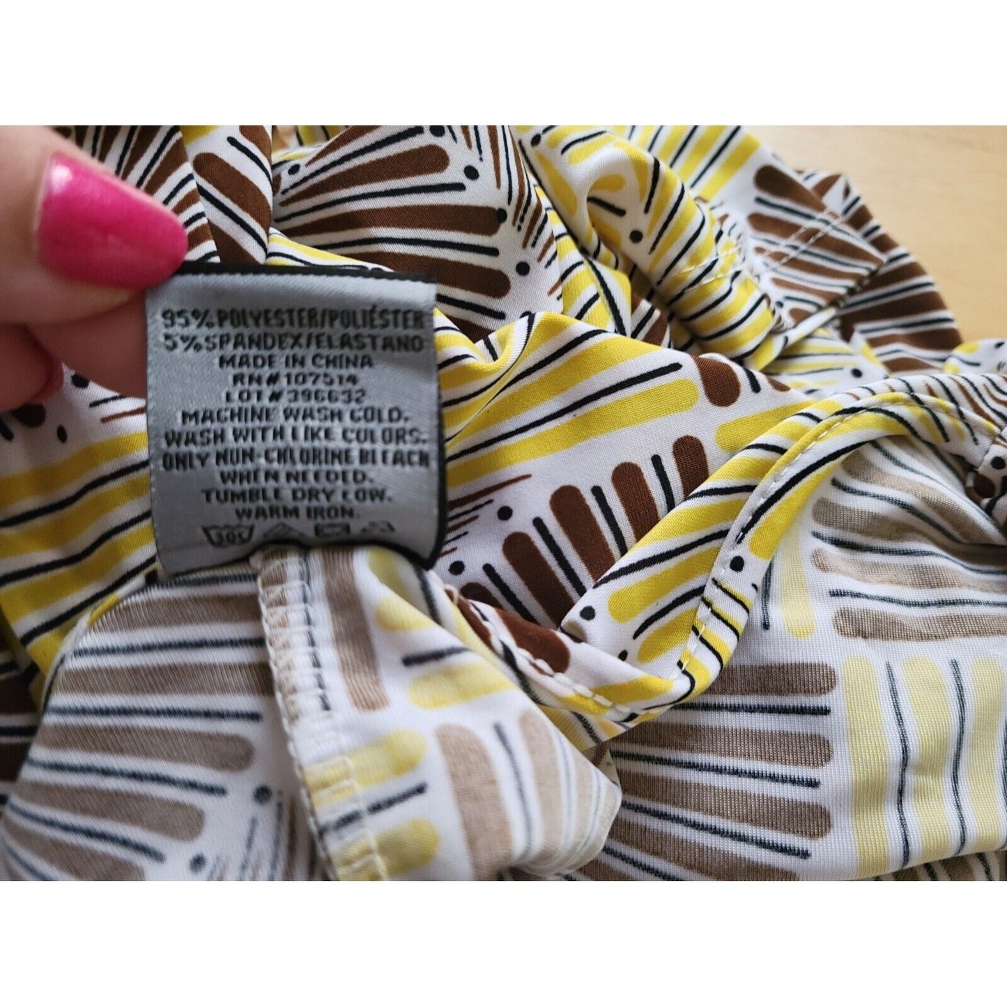 Jonathan Martin Womens Top 2X Plus Tee Yellow Geometric Cowl Neck Poly Blend