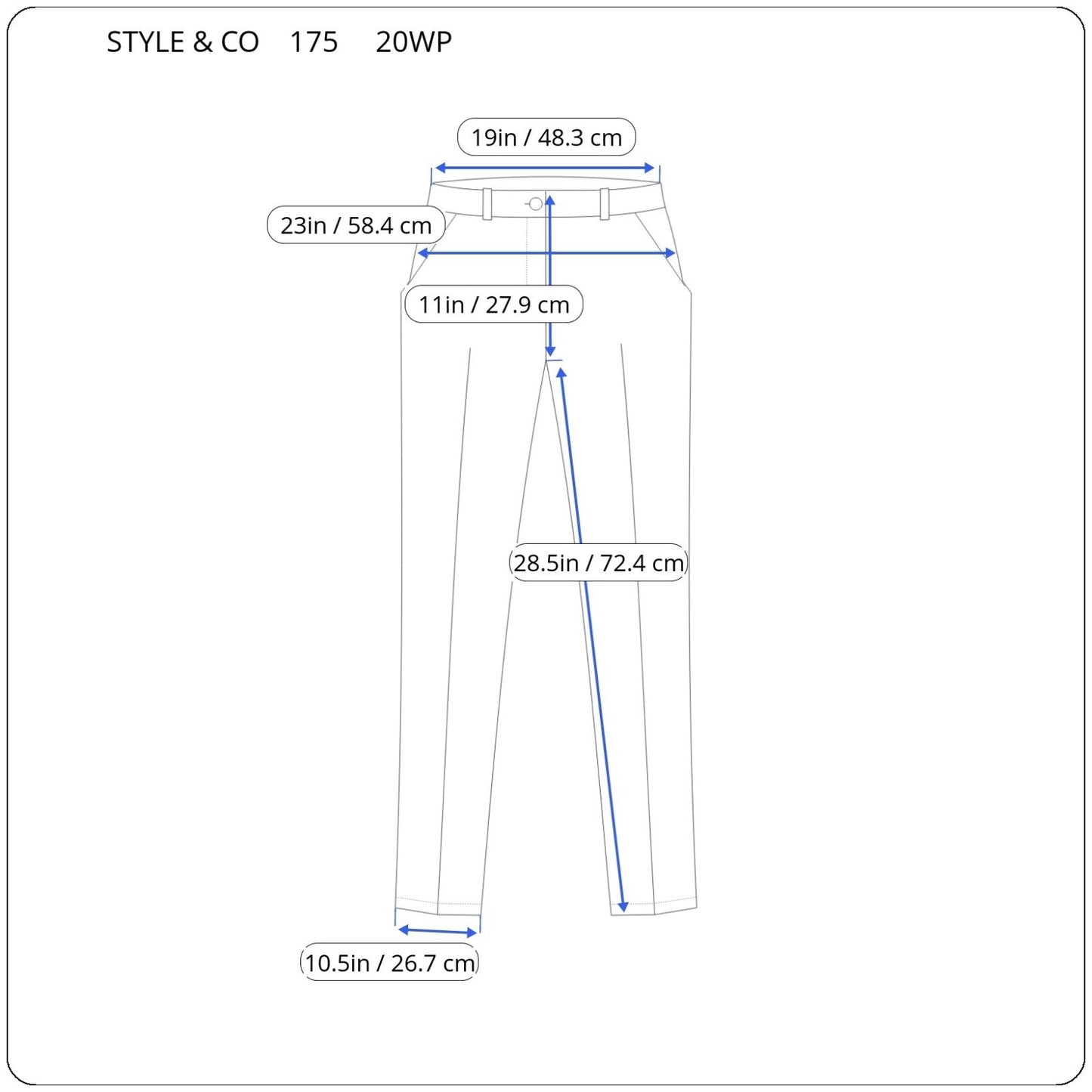 Style Co Womens Pants 20WP Plus Petite Black Zip Fly Poly Blend Office Casual