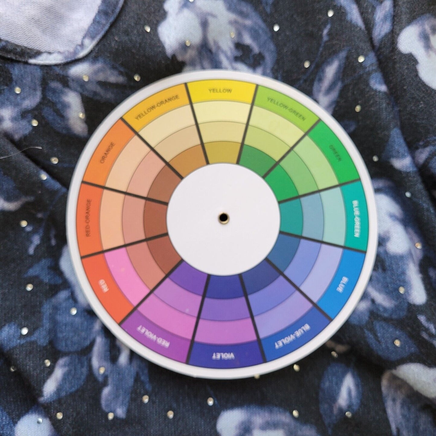 Rebecca Malone Women Top 3X Tunic 3/4 Sleeve Blue Roses Keyhole Rhinestones