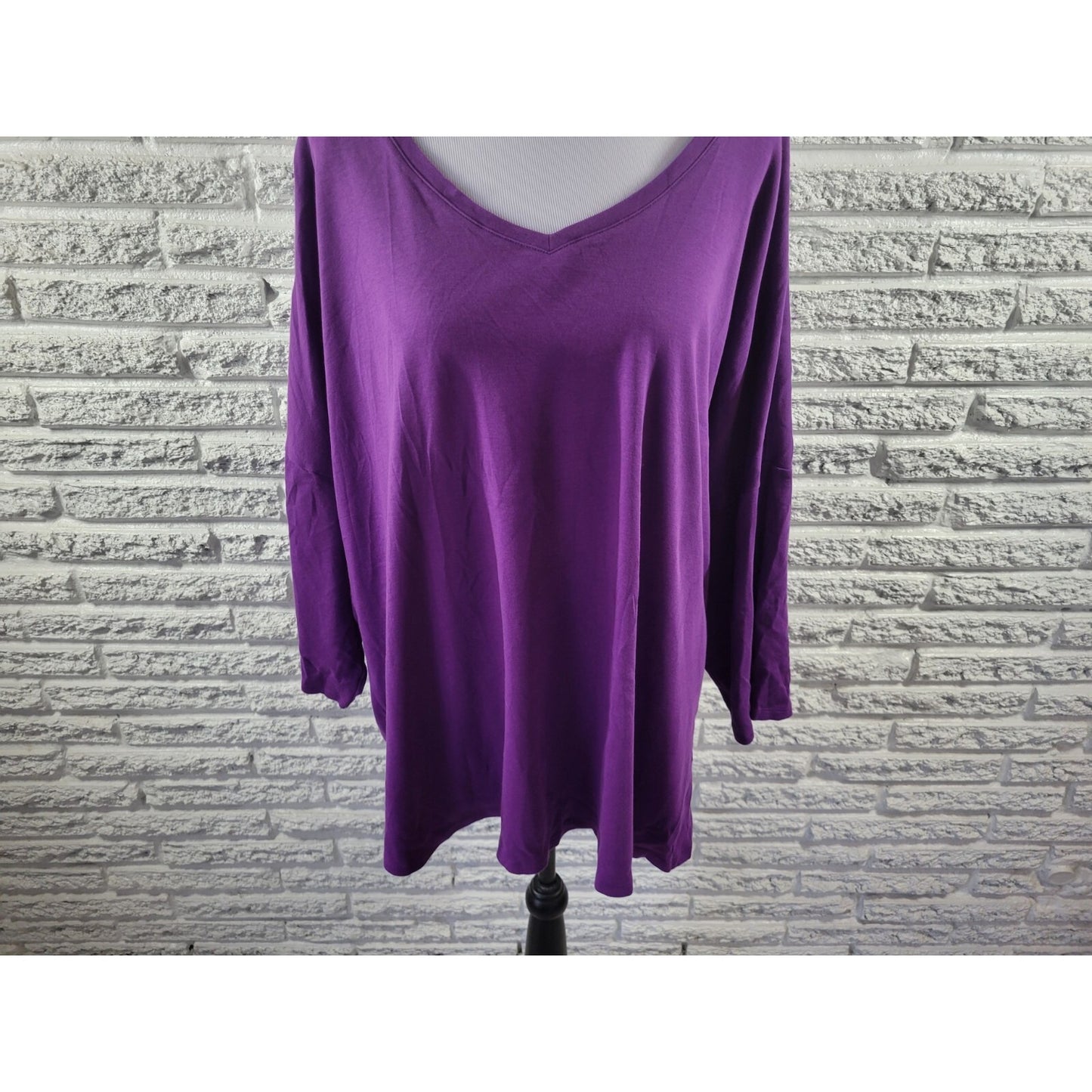 Isaac Mizrahi Live QVC Womens Top 5X Plus Tee Tunic 3/4 Sleeve Purple Casual