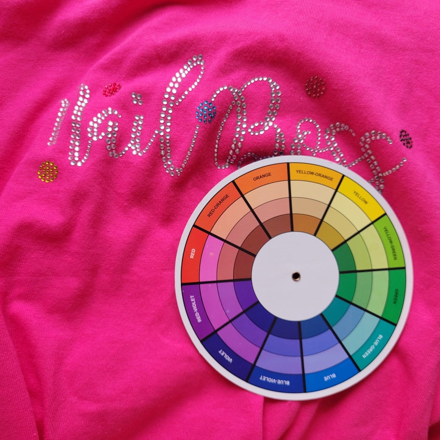 Nail Boss Womens Top 4XL Plus Tee Short Sleeve Pink Rhinestones Comfy Cotton